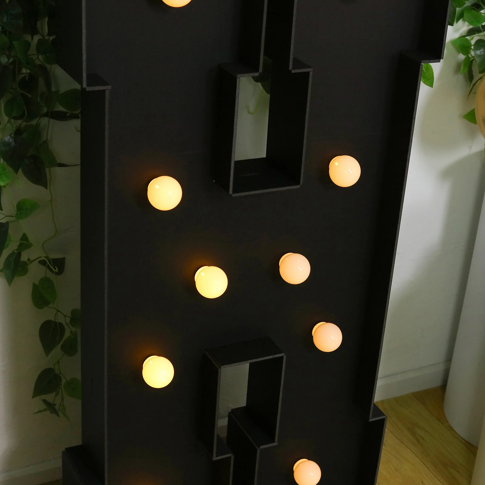 Giant LED Marquee Light Up Letter "H", Black 4ft Pre-Cut Foam Board with 10 Warm White Battery Operated LEDs, Glue Gun and Sticks - Image 4