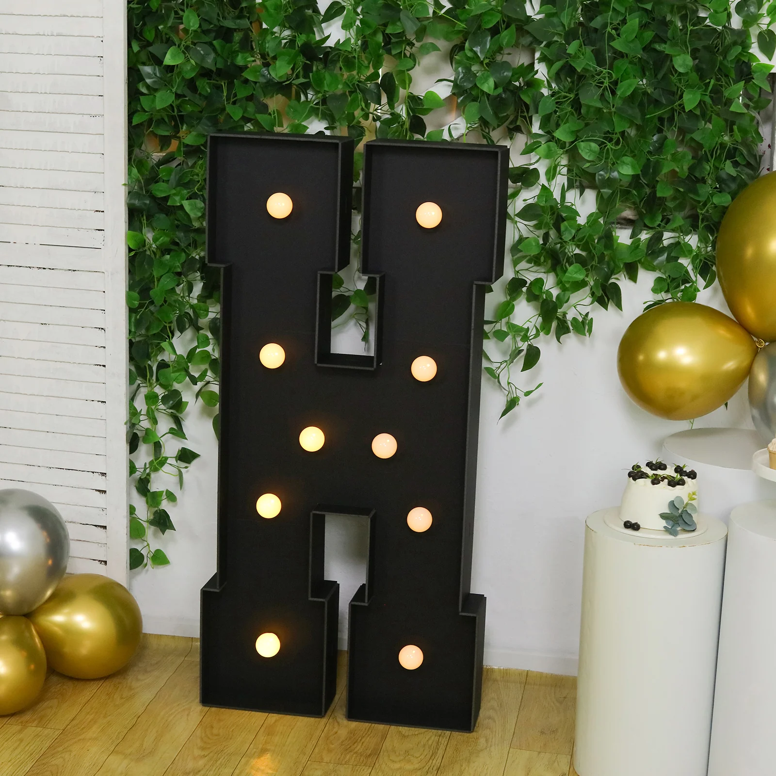 Giant LED Marquee Light Up Letter "H", Black 4ft Pre-Cut Foam Board with 10 Warm White Battery Operated LEDs, Glue Gun and Sticks - Image 5
