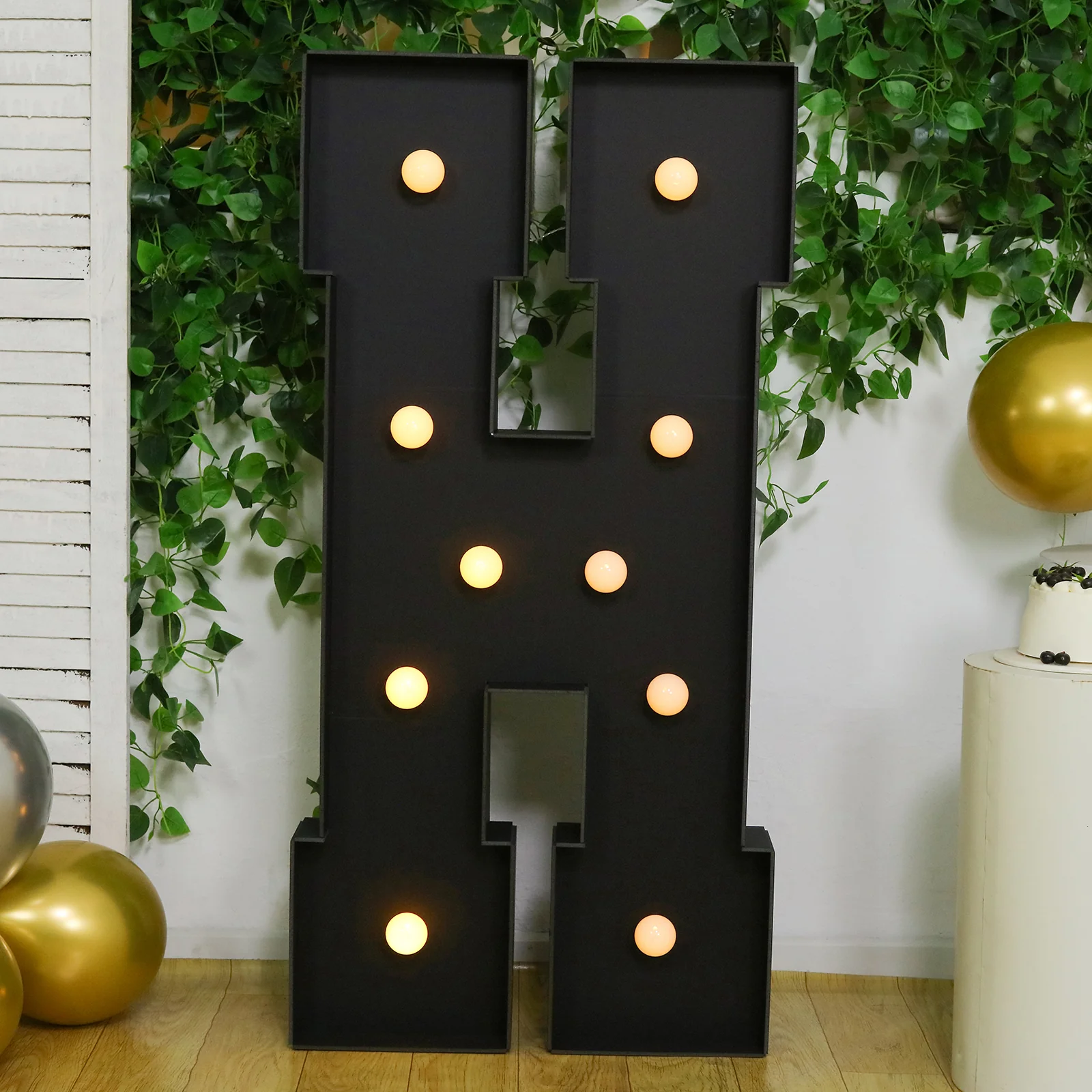 Giant LED Marquee Light Up Letter "H", Black 4ft Pre-Cut Foam Board with 10 Warm White Battery Operated LEDs, Glue Gun and Sticks - Image 6