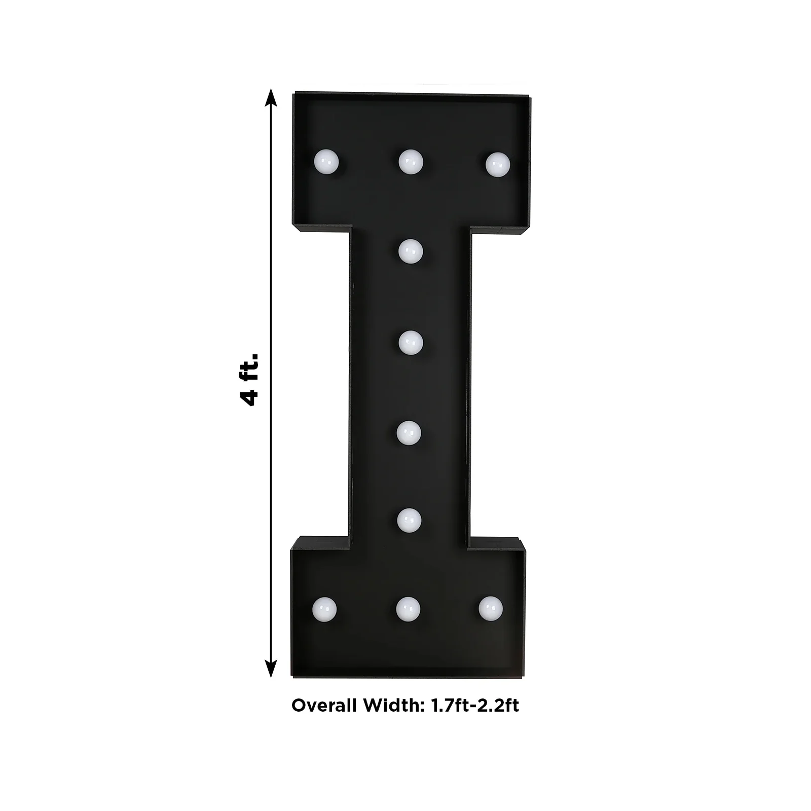 Giant LED Marquee Light Up Letter "I", Black 4ft Pre-Cut Foam Board with 10 Warm White Battery Operated LEDs, Glue Gun and Sticks - Image 3