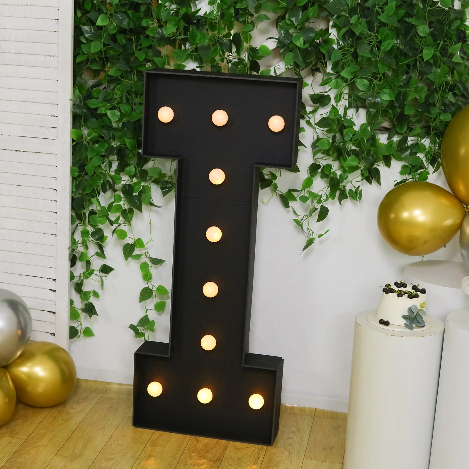 Giant LED Marquee Light Up Letter "I", Black 4ft Pre-Cut Foam Board with 10 Warm White Battery Operated LEDs, Glue Gun and Sticks - Image 4