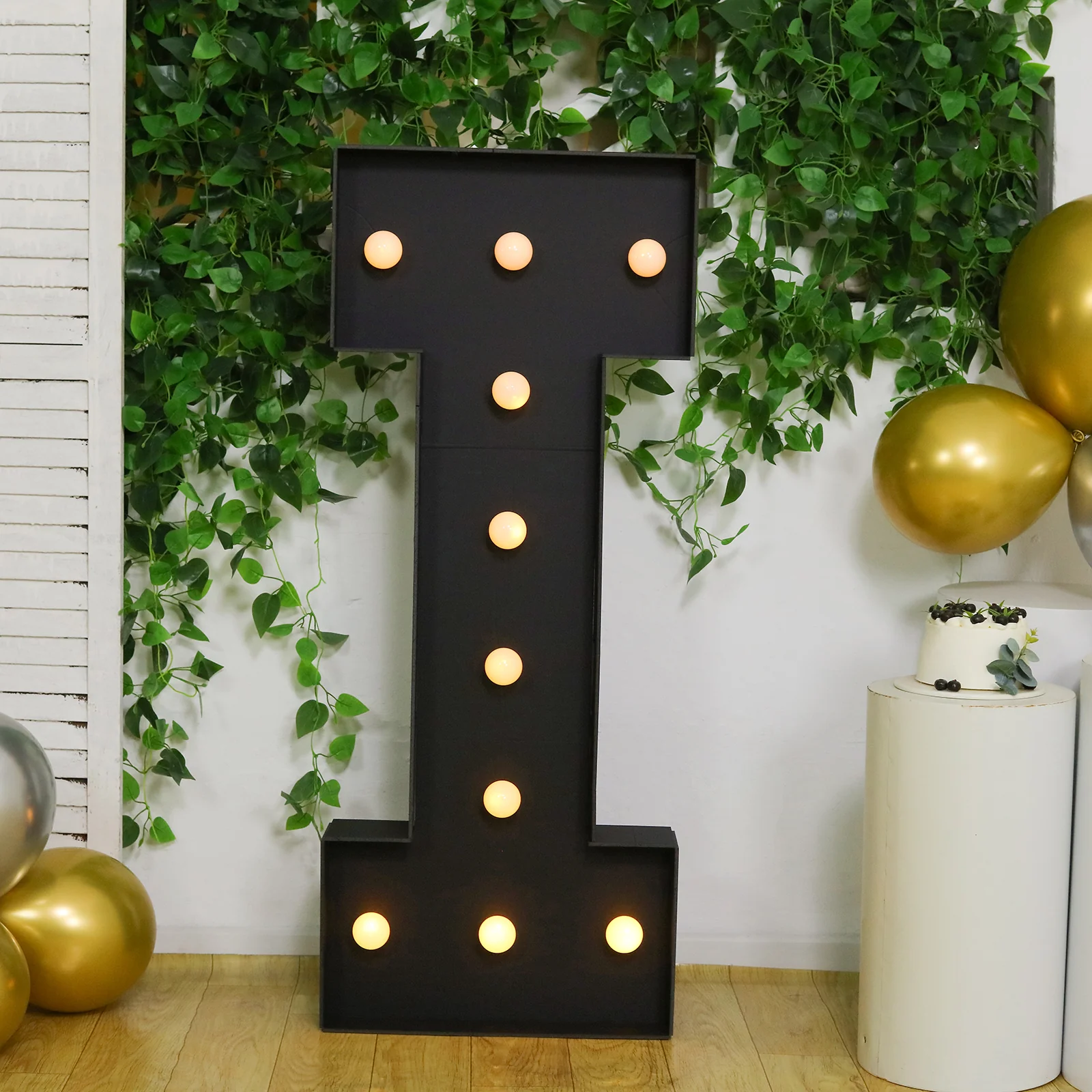 Giant LED Marquee Light Up Letter "I", Black 4ft Pre-Cut Foam Board with 10 Warm White Battery Operated LEDs, Glue Gun and Sticks - Image 6