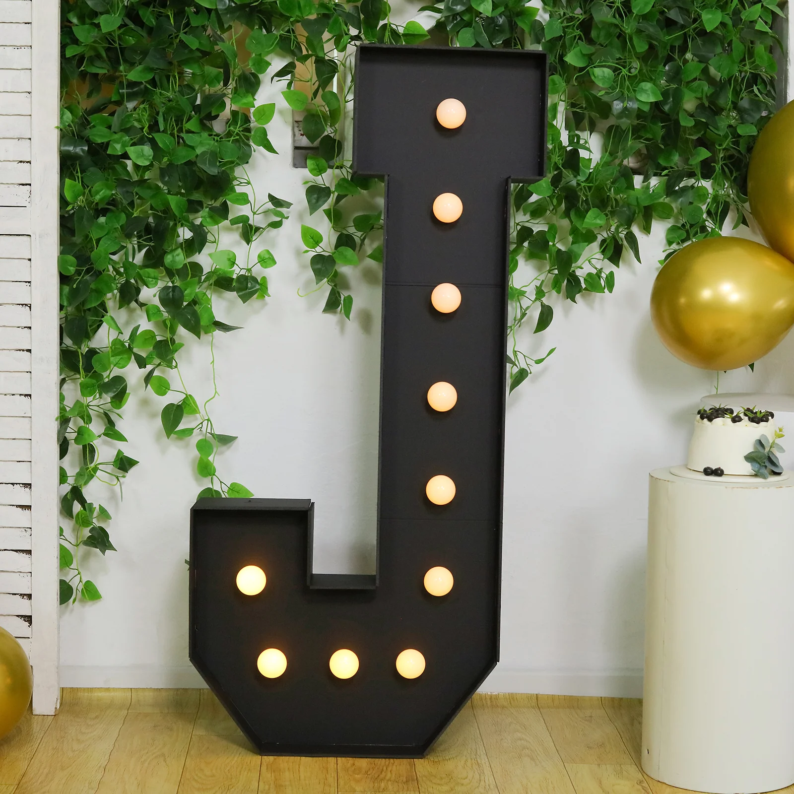 Giant LED Marquee Light Up Letter "J", Black 4ft Pre-Cut Foam Board with 10 Warm White Battery Operated LEDs, Glue Gun and Sticks - Image 6