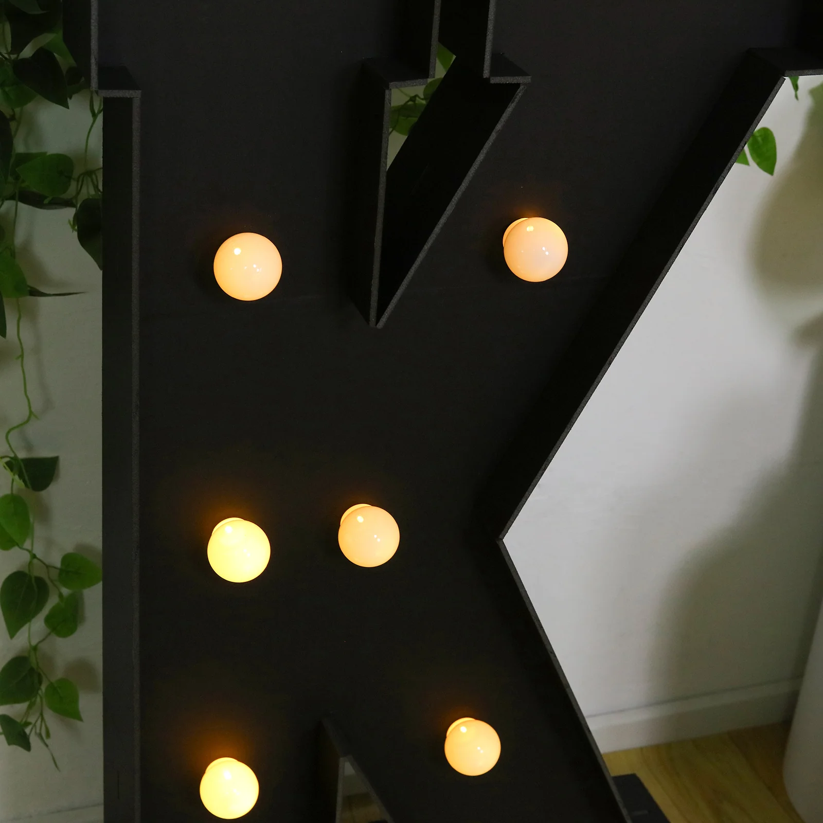 Giant LED Marquee Light Up Letter "K", Black 4ft Pre-Cut Foam Board with 10 Warm White Battery Operated LEDs, Glue Gun and Sticks - Image 2