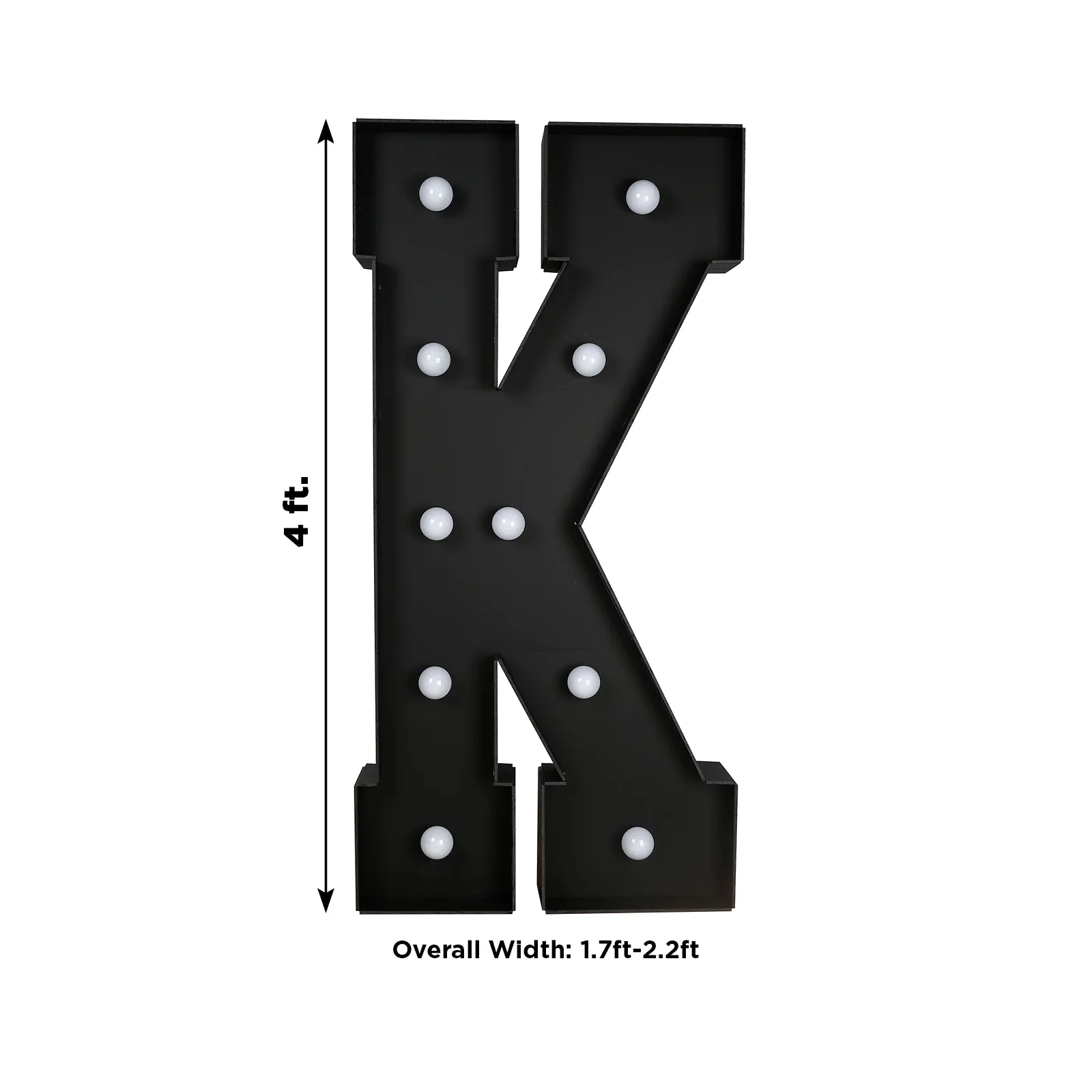Giant LED Marquee Light Up Letter "K", Black 4ft Pre-Cut Foam Board with 10 Warm White Battery Operated LEDs, Glue Gun and Sticks - Image 3