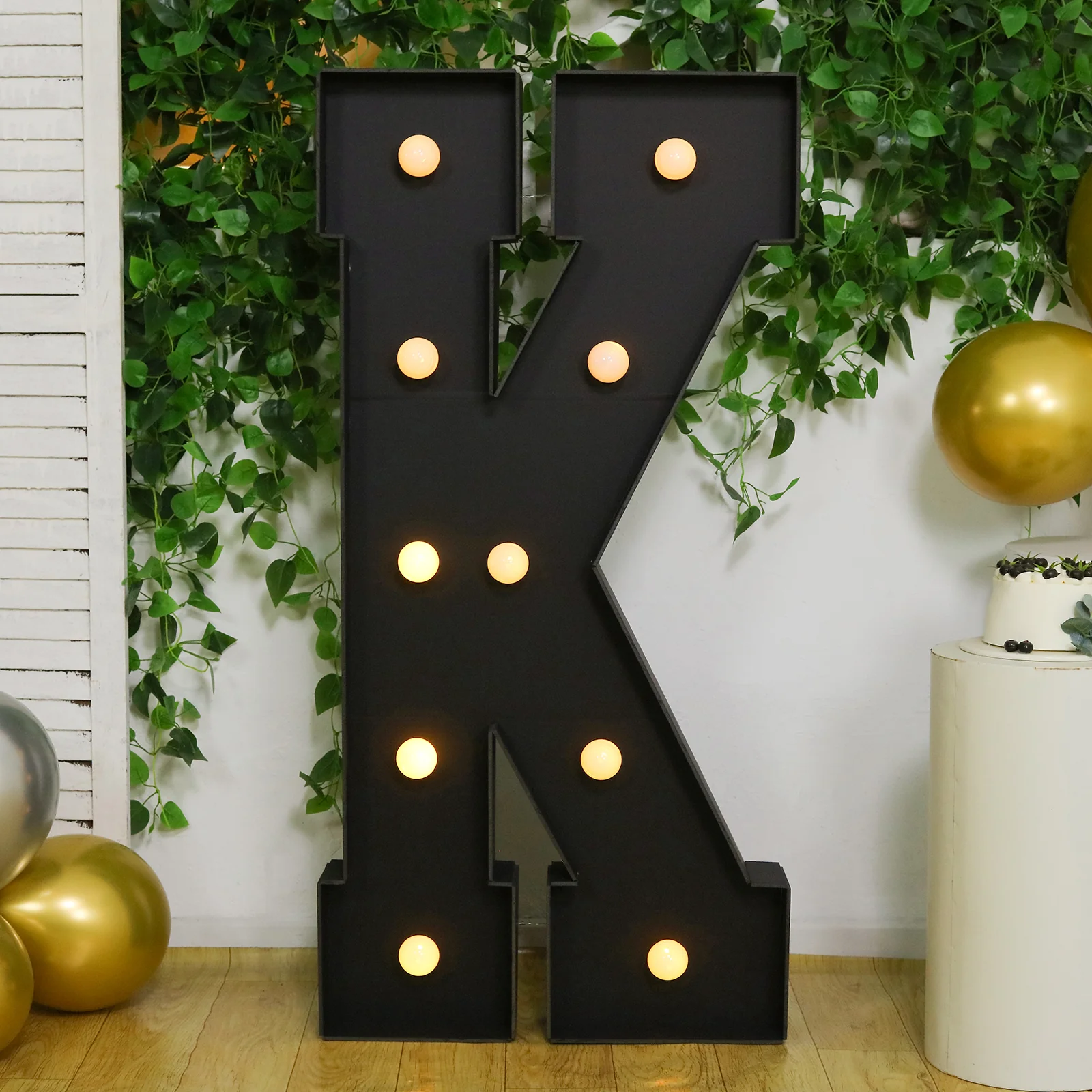 Giant LED Marquee Light Up Letter "K", Black 4ft Pre-Cut Foam Board with 10 Warm White Battery Operated LEDs, Glue Gun and Sticks - Image 6