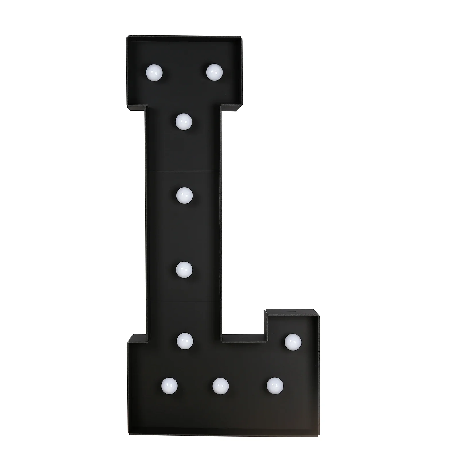 Giant LED Marquee Light Up Letter "L", Black 4ft Pre-Cut Foam Board with 10 Warm White Battery Operated LEDs, Glue Gun and Sticks - Image 2