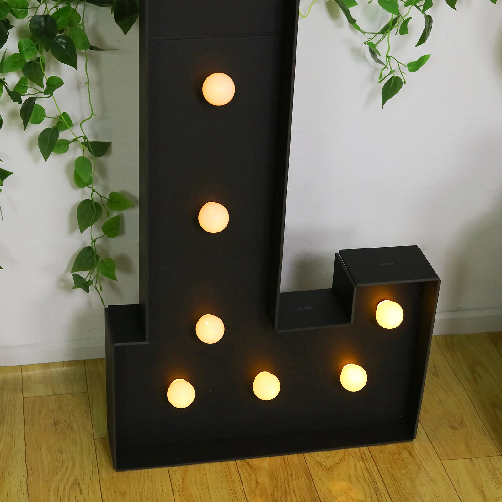 Giant LED Marquee Light Up Letter "L", Black 4ft Pre-Cut Foam Board with 10 Warm White Battery Operated LEDs, Glue Gun and Sticks - Image 6