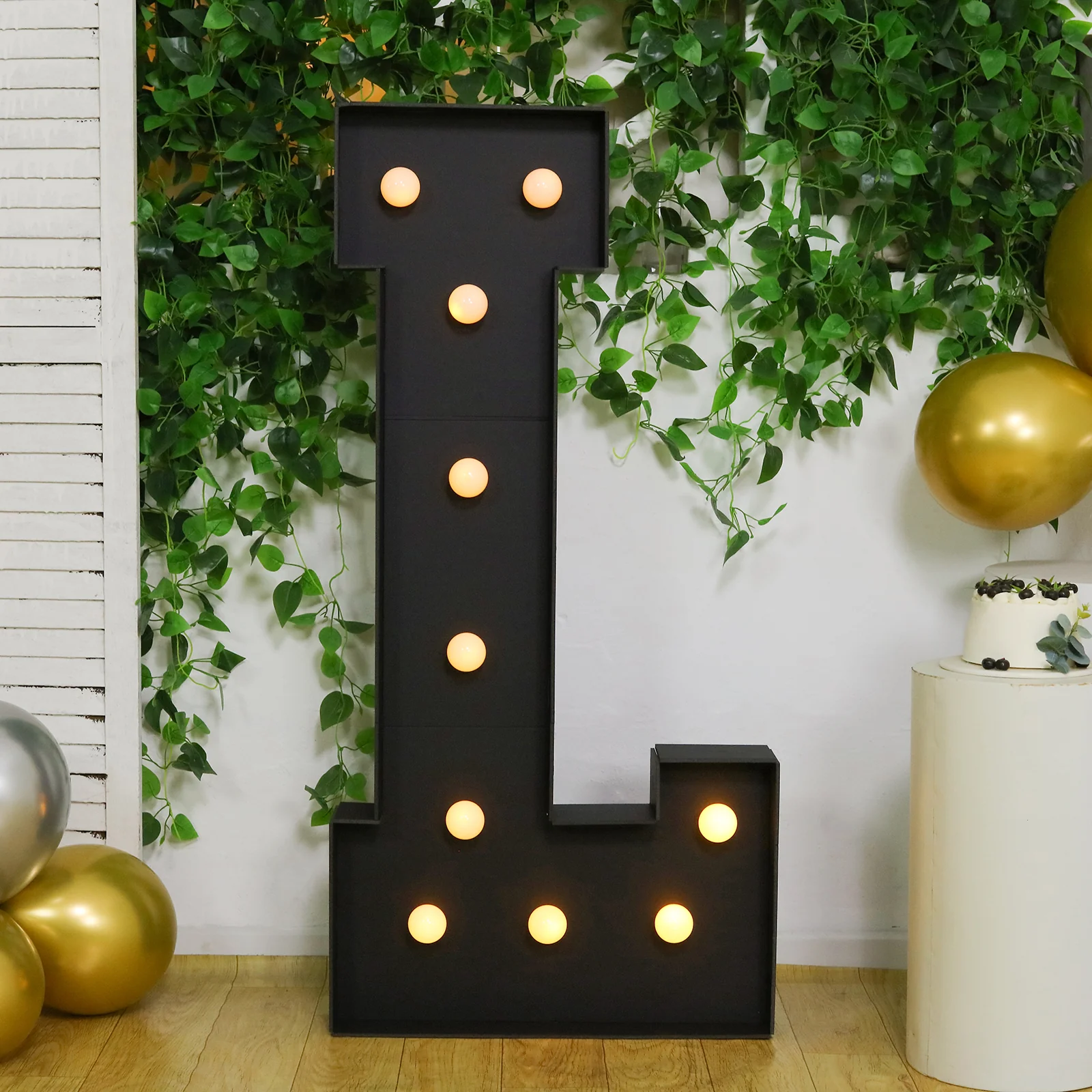 Giant LED Marquee Light Up Letter "L", Black 4ft Pre-Cut Foam Board with 10 Warm White Battery Operated LEDs, Glue Gun and Sticks - Image 7