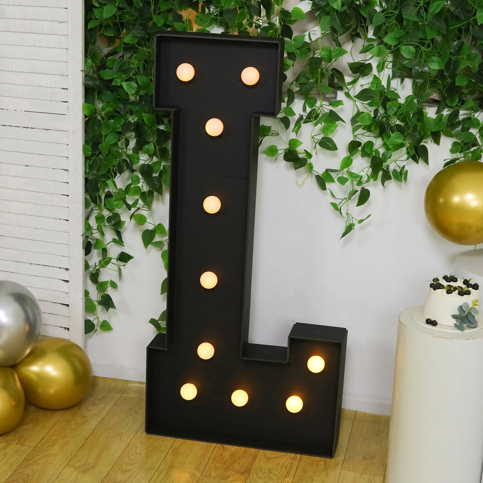 Giant LED Marquee Light Up Letter "L", Black 4ft Pre-Cut Foam Board with 10 Warm White Battery Operated LEDs, Glue Gun and Sticks - Image 8