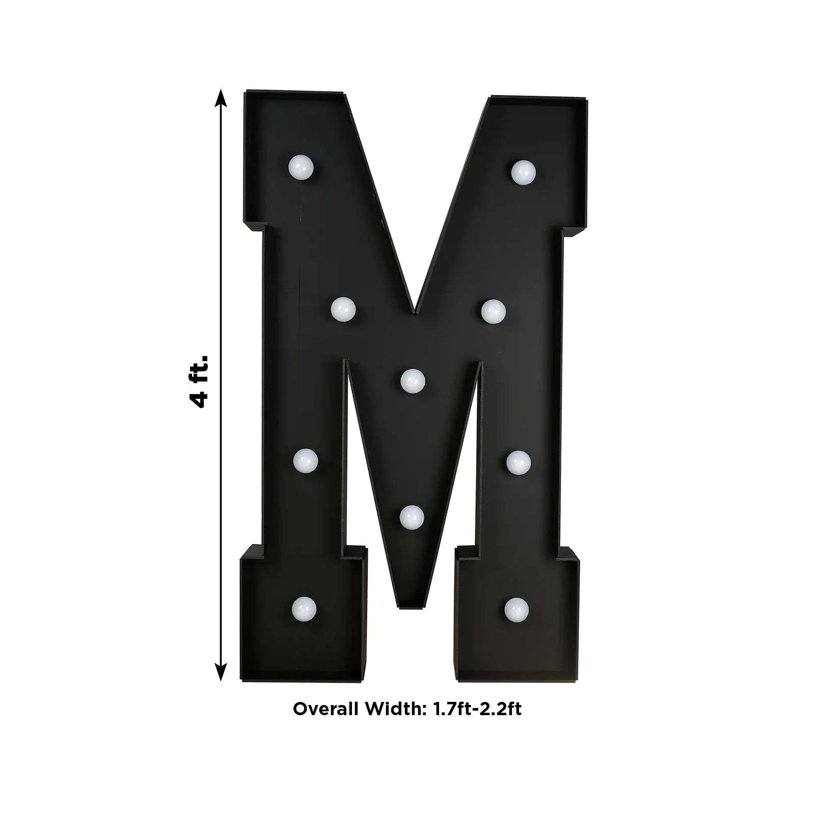 Giant LED Marquee Light Up Letter "M", Black 4ft Pre-Cut Foam Board with 10 Warm White Battery Operated LEDs, Glue Gun and Sticks - Image 3