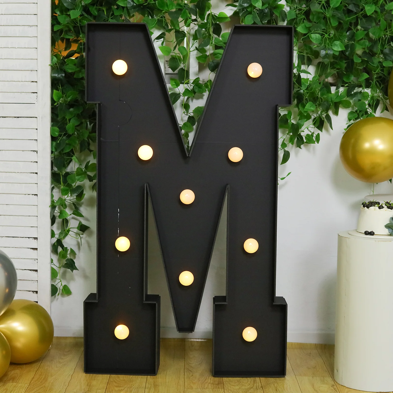 Giant LED Marquee Light Up Letter "M", Black 4ft Pre-Cut Foam Board with 10 Warm White Battery Operated LEDs, Glue Gun and Sticks - Image 7