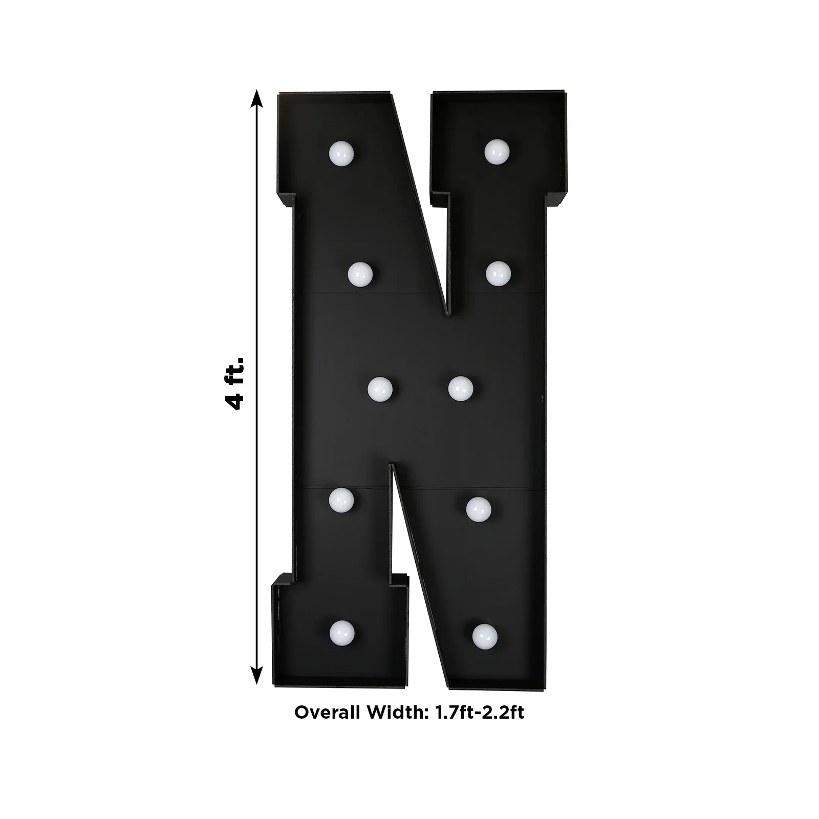 Giant LED Marquee Light Up Letter "N", Black 4ft Pre-Cut Foam Board with 10 Warm White Battery Operated LEDs, Glue Gun and Sticks - Image 3