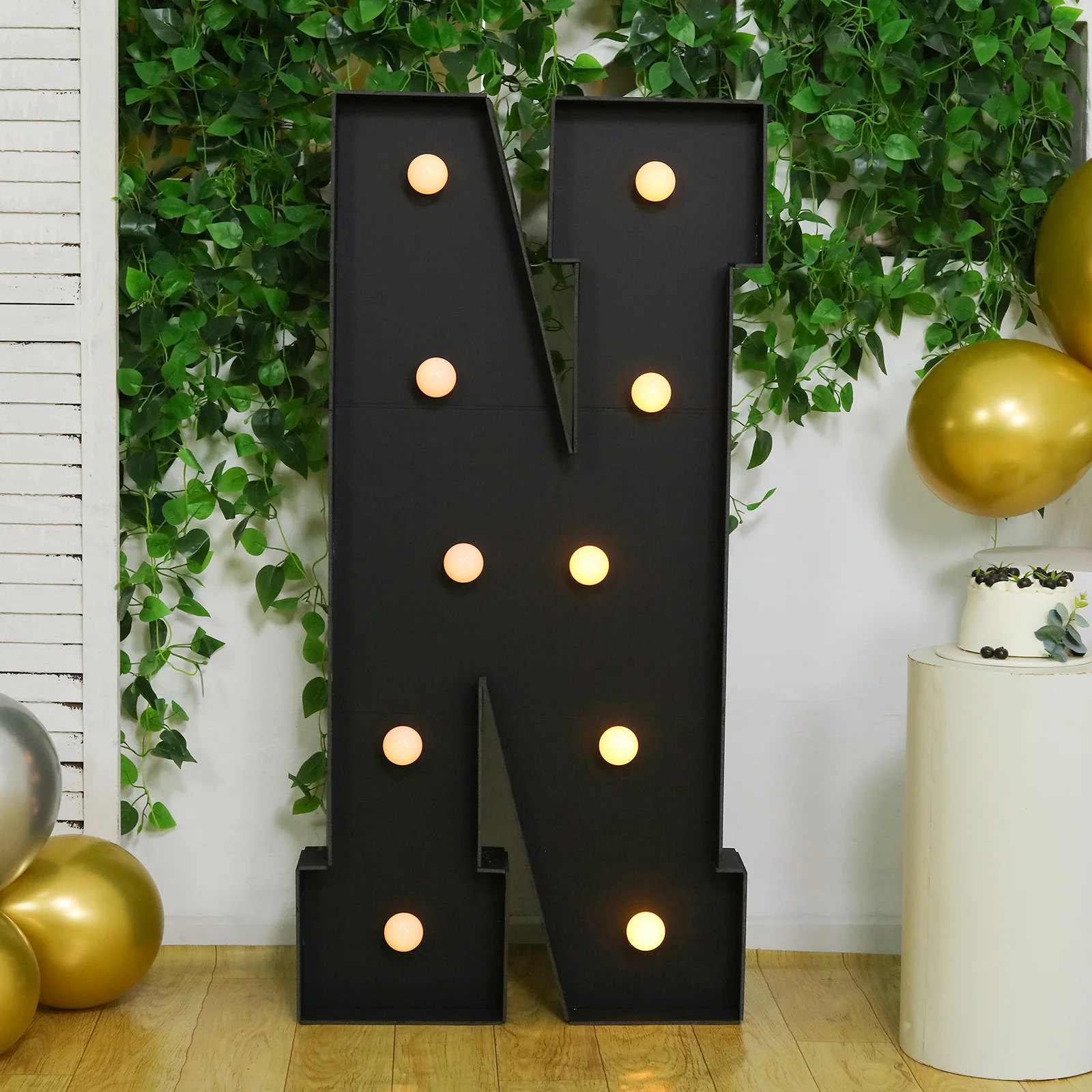 Giant LED Marquee Light Up Letter "N", Black 4ft Pre-Cut Foam Board with 10 Warm White Battery Operated LEDs, Glue Gun and Sticks - Image 7