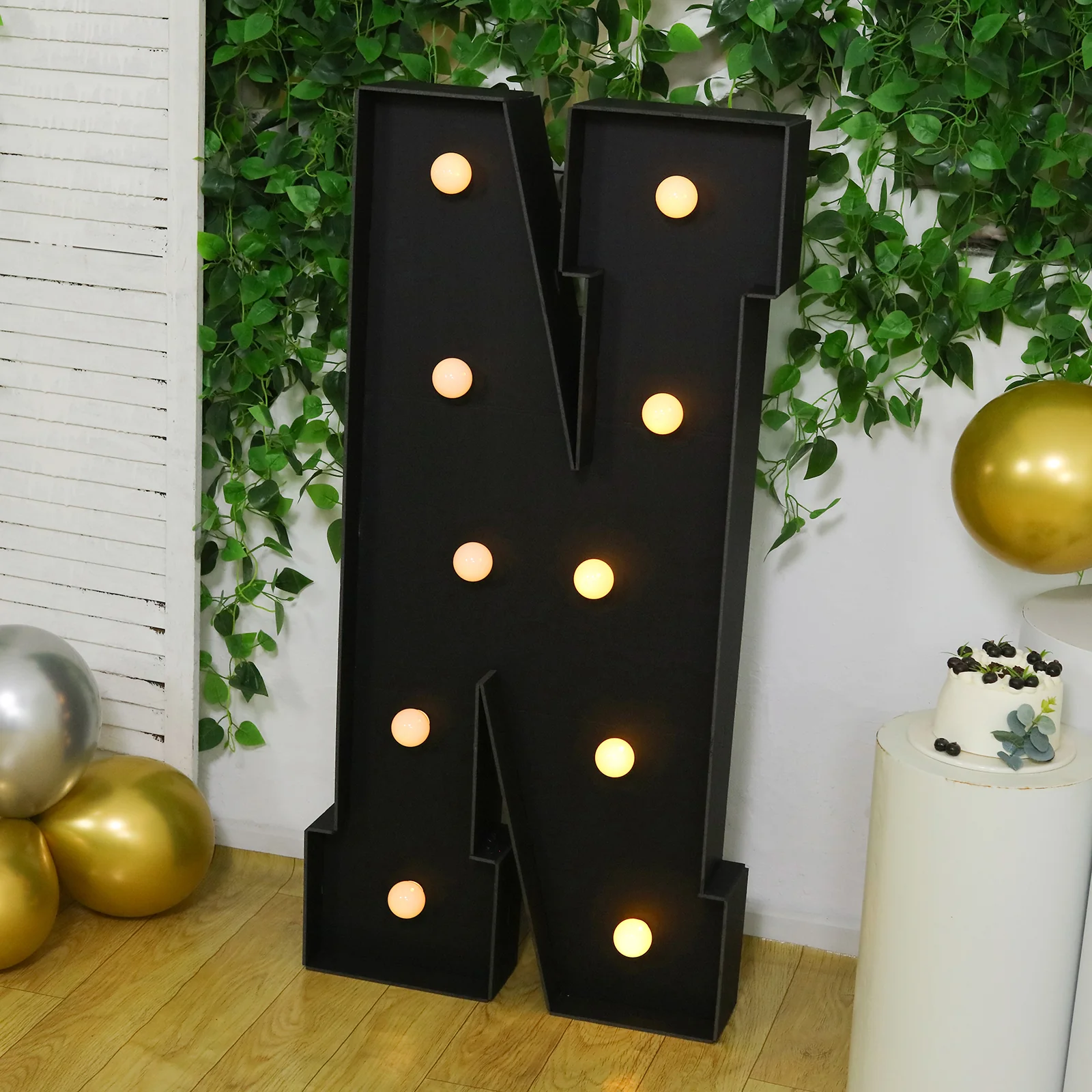 Giant LED Marquee Light Up Letter "N", Black 4ft Pre-Cut Foam Board with 10 Warm White Battery Operated LEDs, Glue Gun and Sticks - Image 8