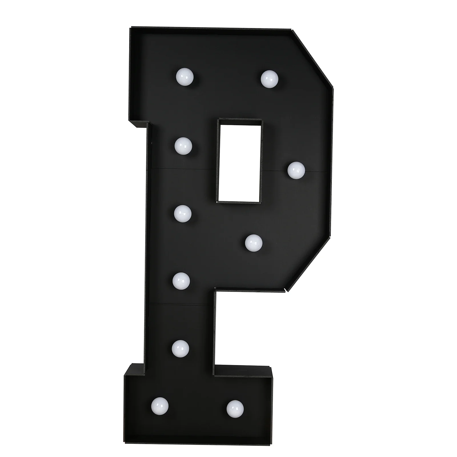 Giant LED Marquee Light Up Letter "P", Black 4ft Pre-Cut Foam Board with 10 Warm White Battery Operated LEDs, Glue Gun and Sticks - Image 2