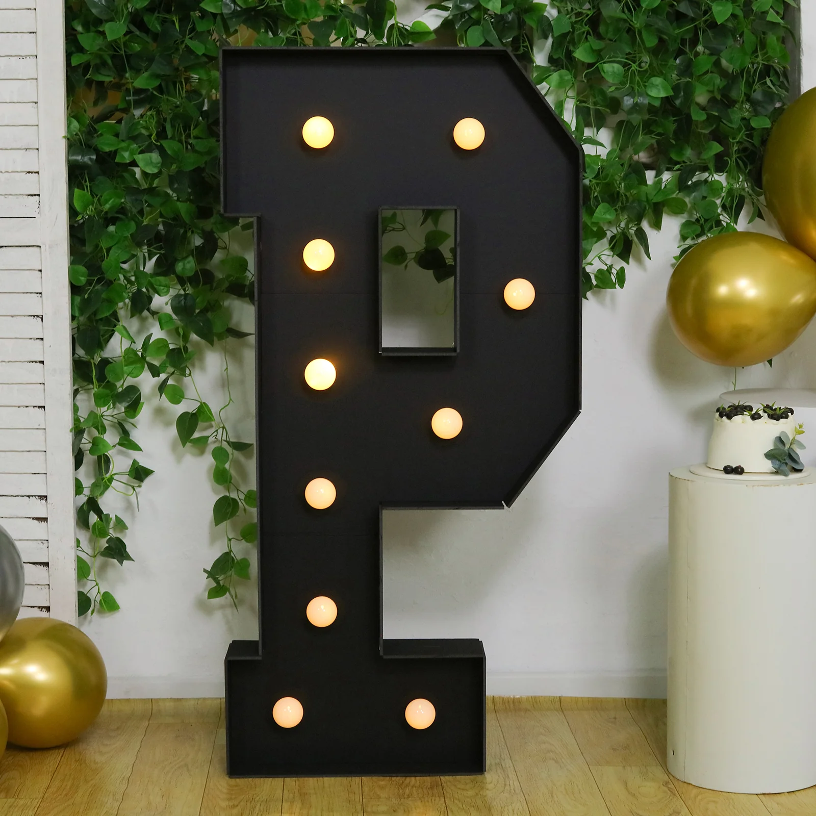 Giant LED Marquee Light Up Letter "P", Black 4ft Pre-Cut Foam Board with 10 Warm White Battery Operated LEDs, Glue Gun and Sticks - Image 6