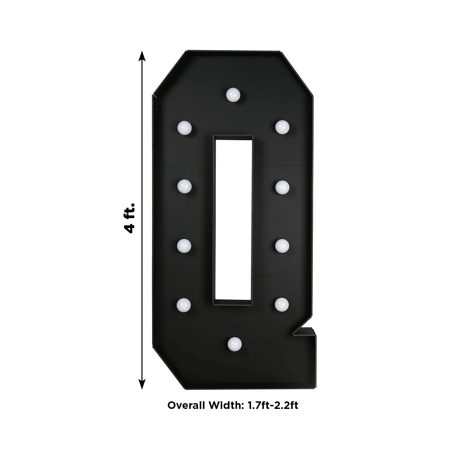 Giant LED Marquee Light Up Letter "Q", Black 4ft Pre-Cut Foam Board with 10 Warm White Battery Operated LEDs, Glue Gun and Sticks - Image 3
