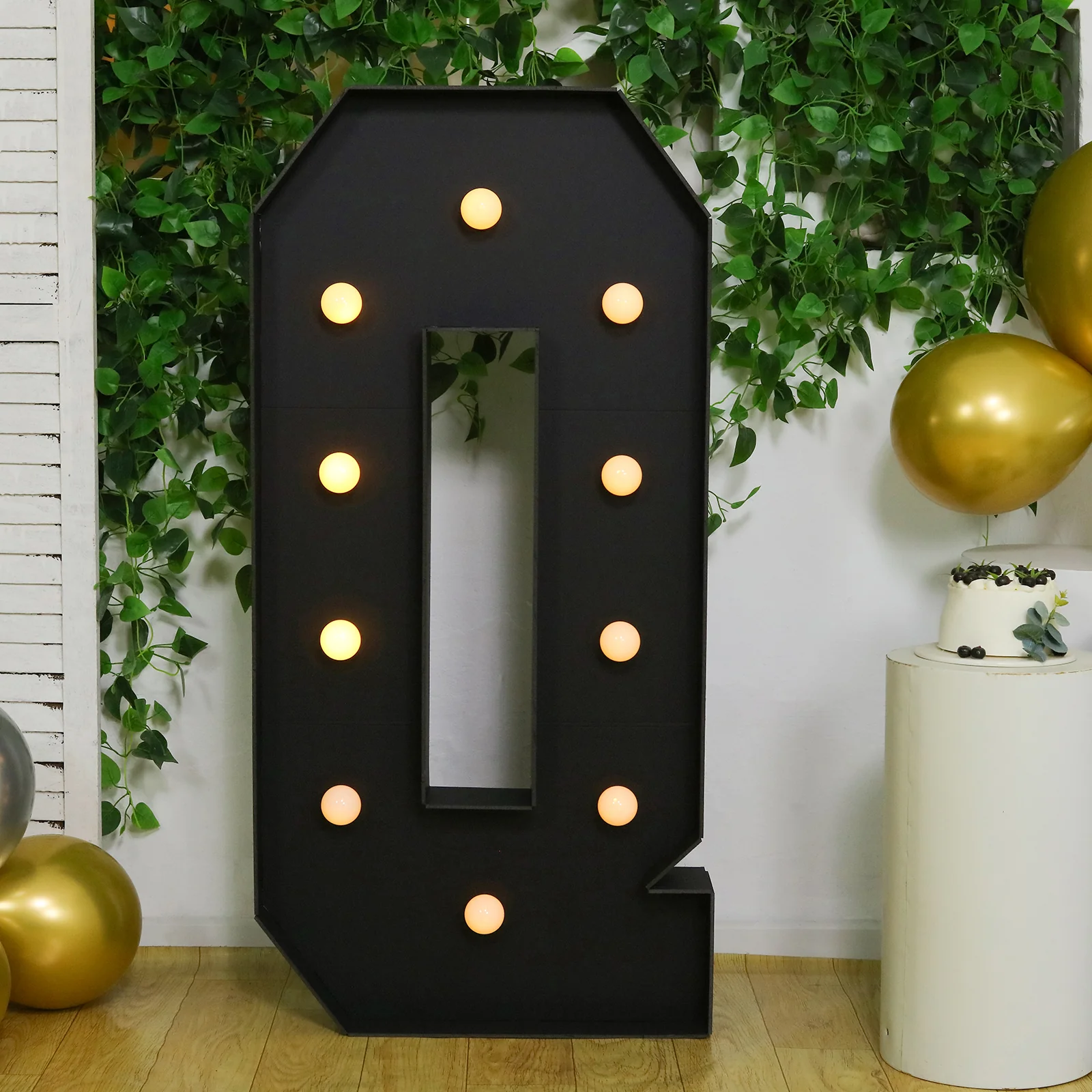 Giant LED Marquee Light Up Letter "Q", Black 4ft Pre-Cut Foam Board with 10 Warm White Battery Operated LEDs, Glue Gun and Sticks - Image 7