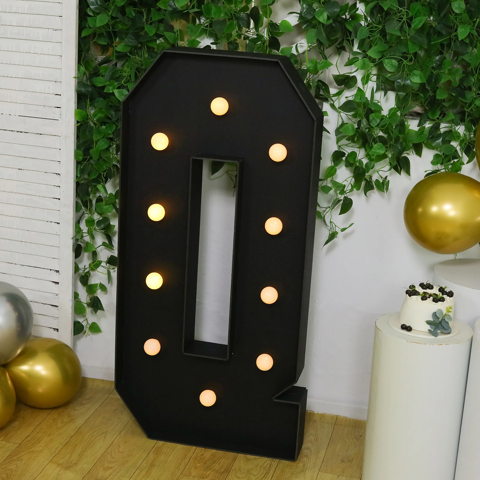 Giant LED Marquee Light Up Letter "Q", Black 4ft Pre-Cut Foam Board with 10 Warm White Battery Operated LEDs, Glue Gun and Sticks - Image 8