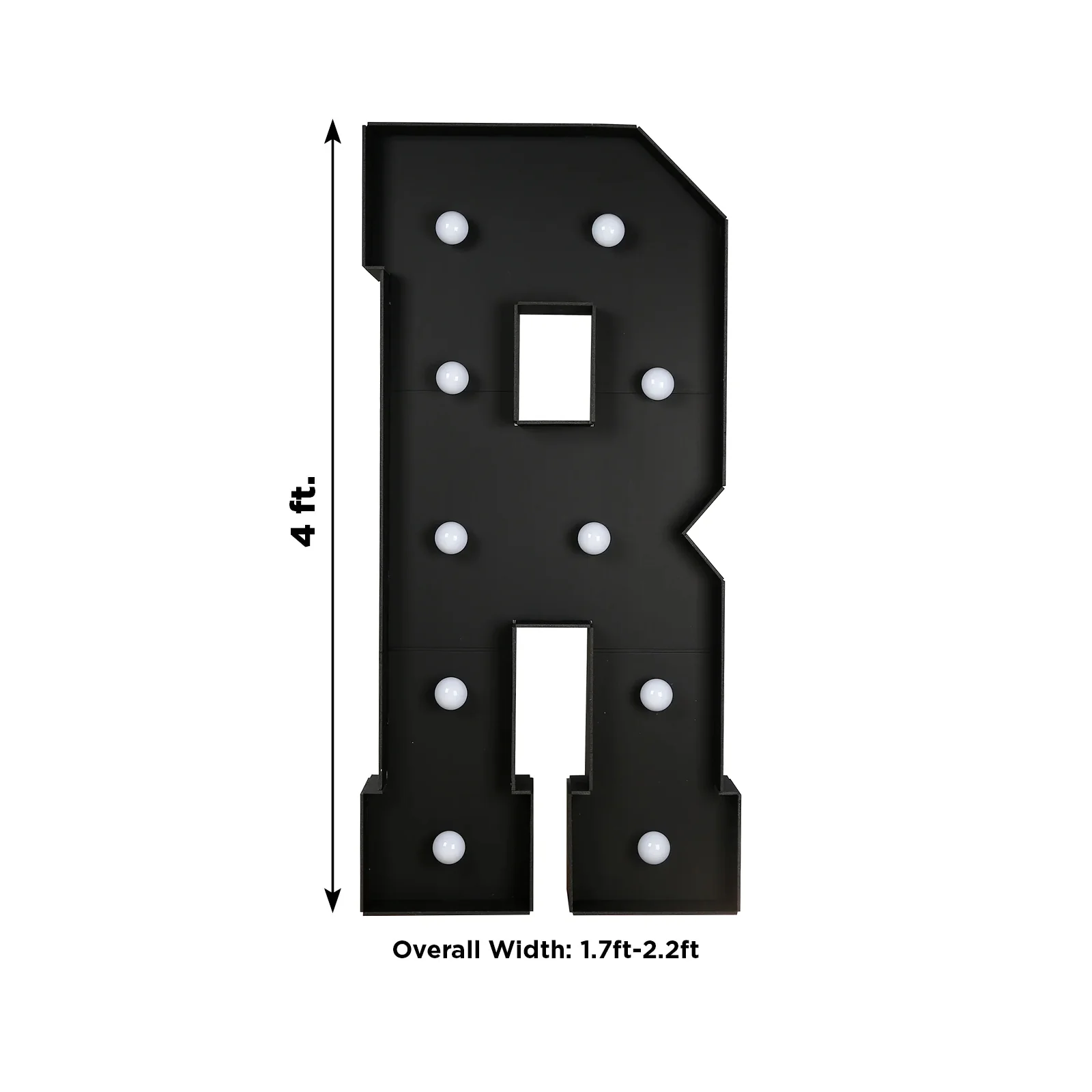 Giant LED Marquee Light Up Letter "R", Black 4ft Pre-Cut Foam Board with 10 Warm White Battery Operated LEDs, Glue Gun and Sticks - Image 3