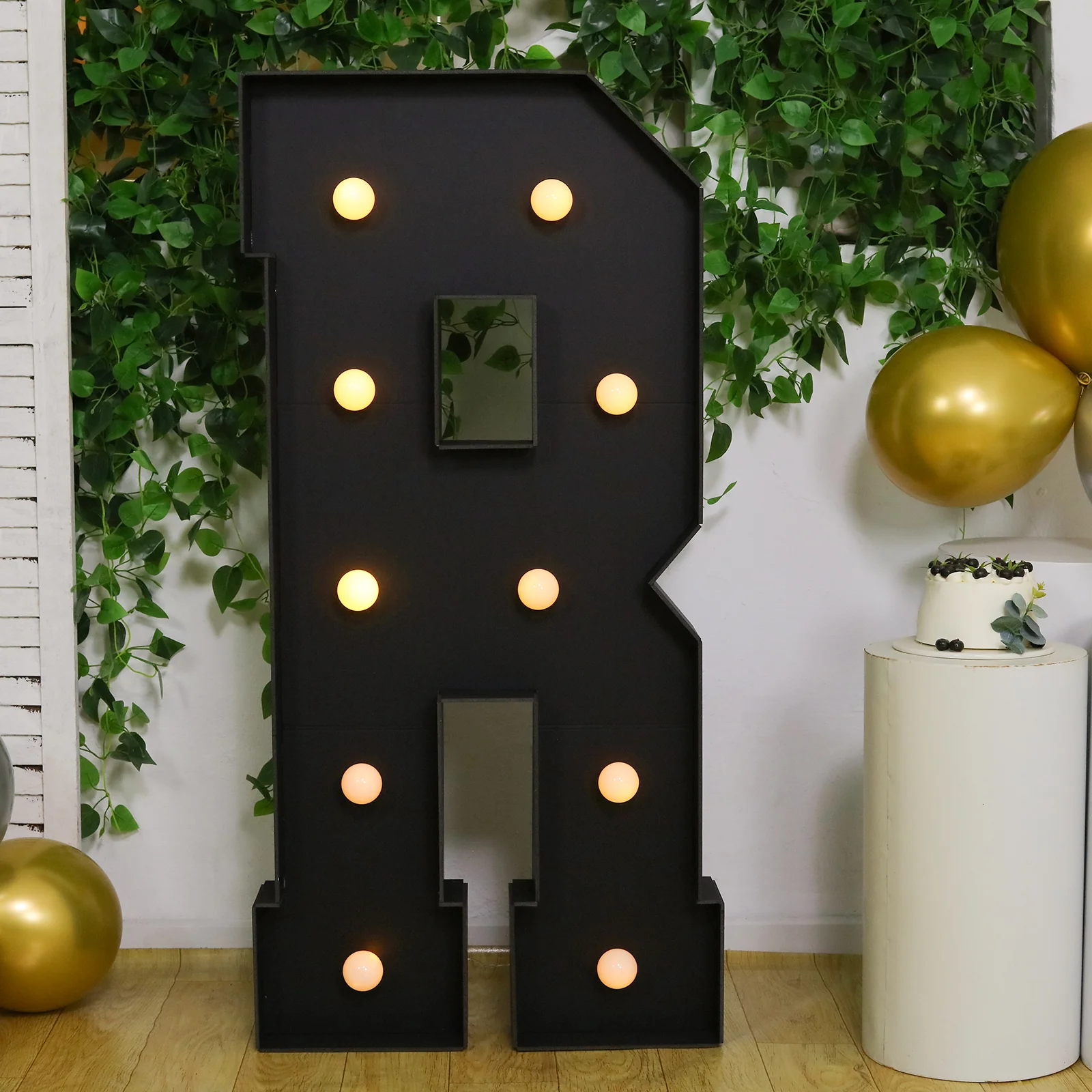 Giant LED Marquee Light Up Letter "R", Black 4ft Pre-Cut Foam Board with 10 Warm White Battery Operated LEDs, Glue Gun and Sticks - Image 7