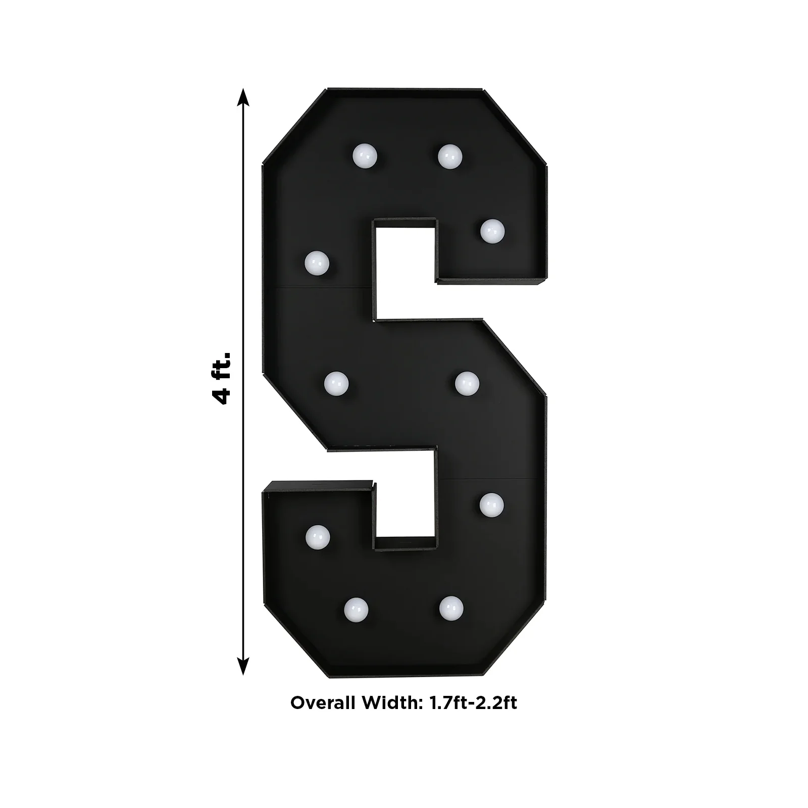 Giant LED Marquee Light Up Letter "S", Black 4ft Pre-Cut Foam Board with 10 Warm White Battery Operated LEDs, Glue Gun and Sticks - Image 3