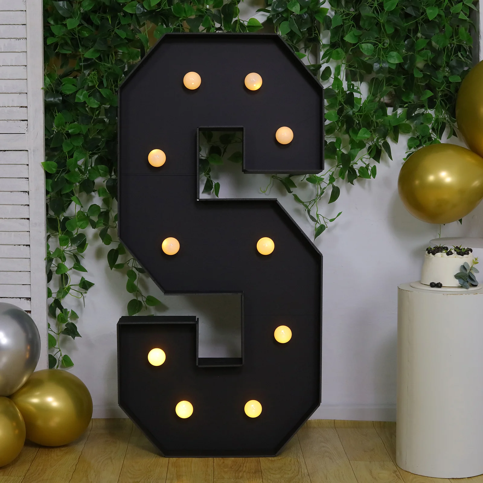 Giant LED Marquee Light Up Letter "S", Black 4ft Pre-Cut Foam Board with 10 Warm White Battery Operated LEDs, Glue Gun and Sticks - Image 7
