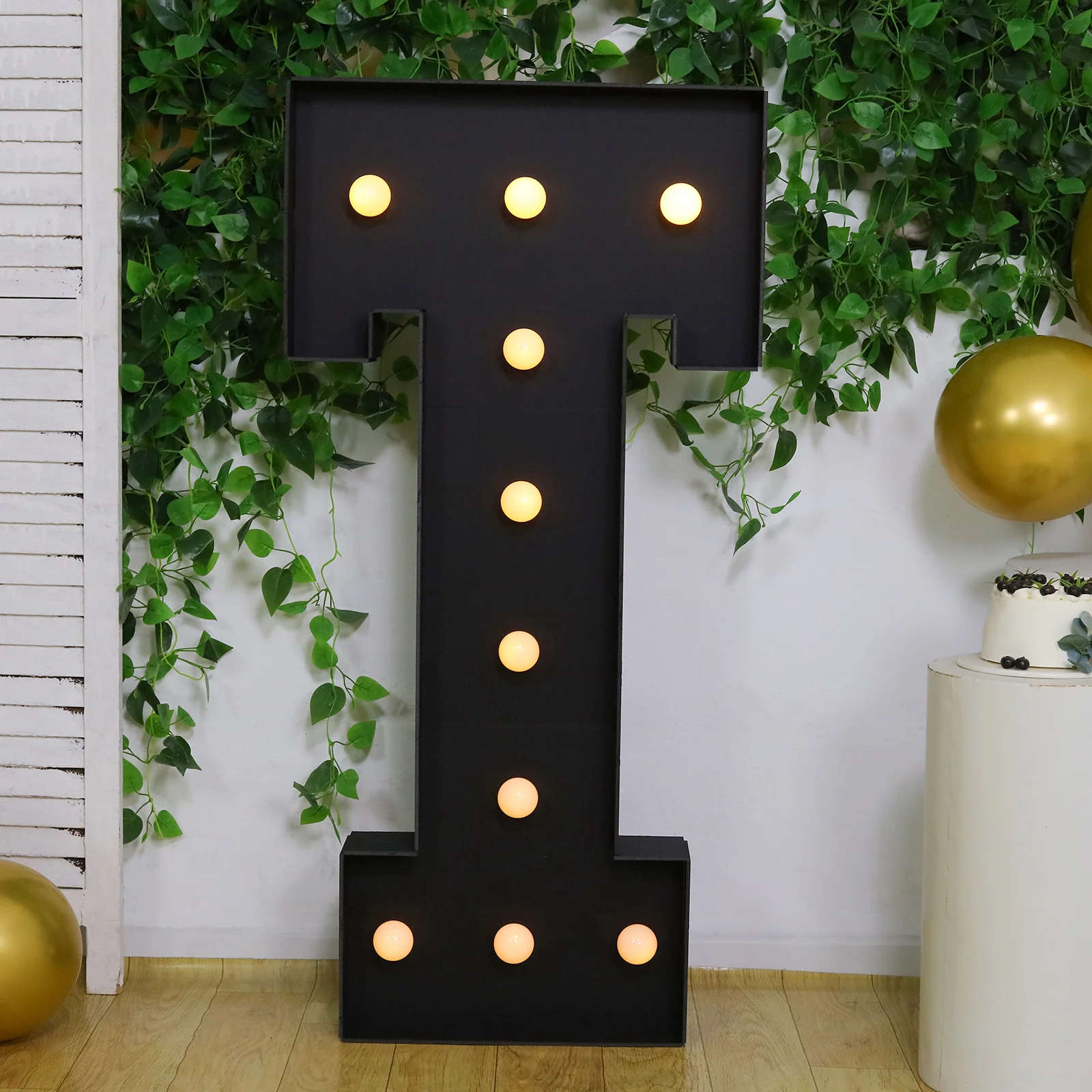 Giant LED Marquee Light Up Letter "T", Black 4ft Pre-Cut Foam Board with 10 Warm White Battery Operated LEDs, Glue Gun and Sticks - Image 7