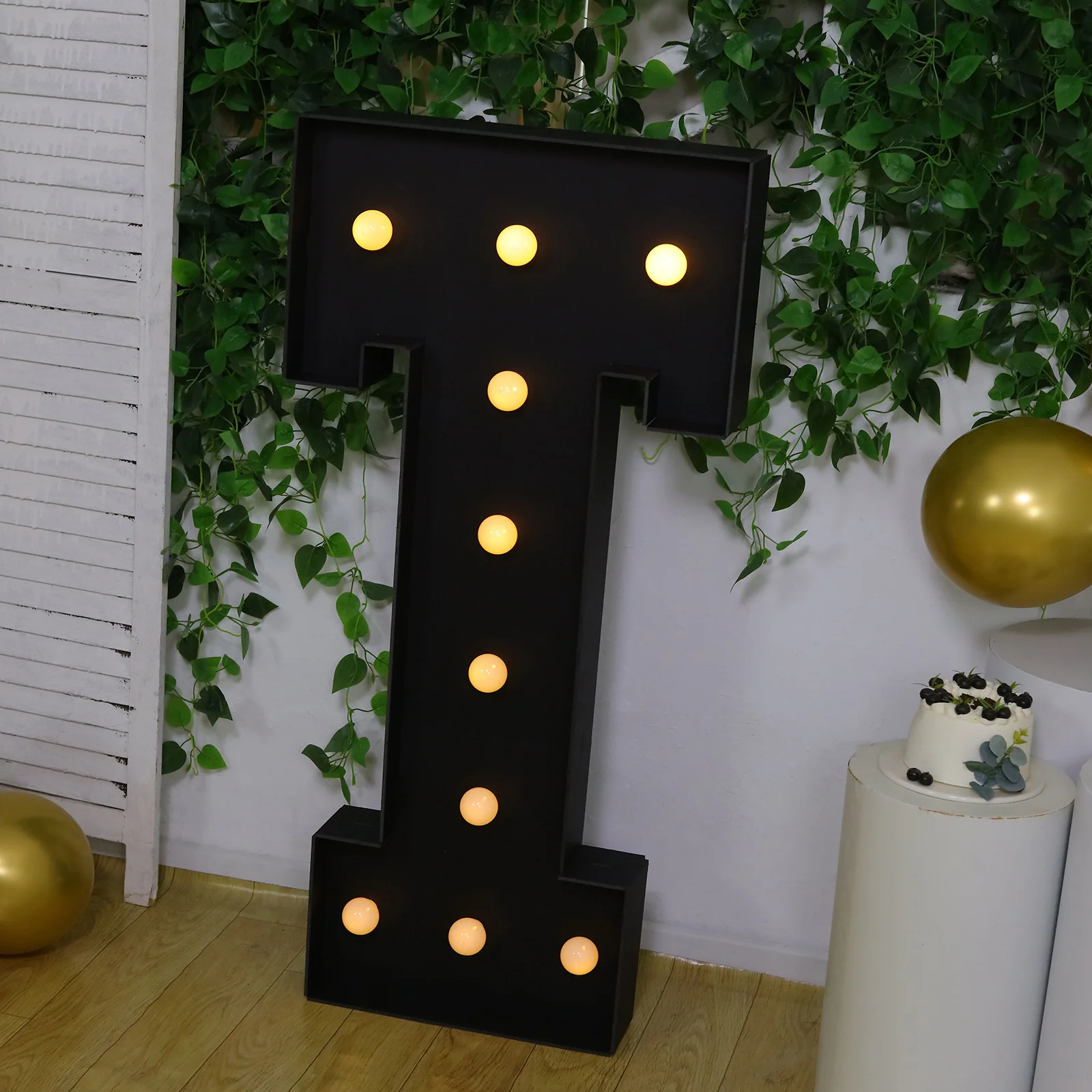 Giant LED Marquee Light Up Letter "T", Black 4ft Pre-Cut Foam Board with 10 Warm White Battery Operated LEDs, Glue Gun and Sticks - Image 8