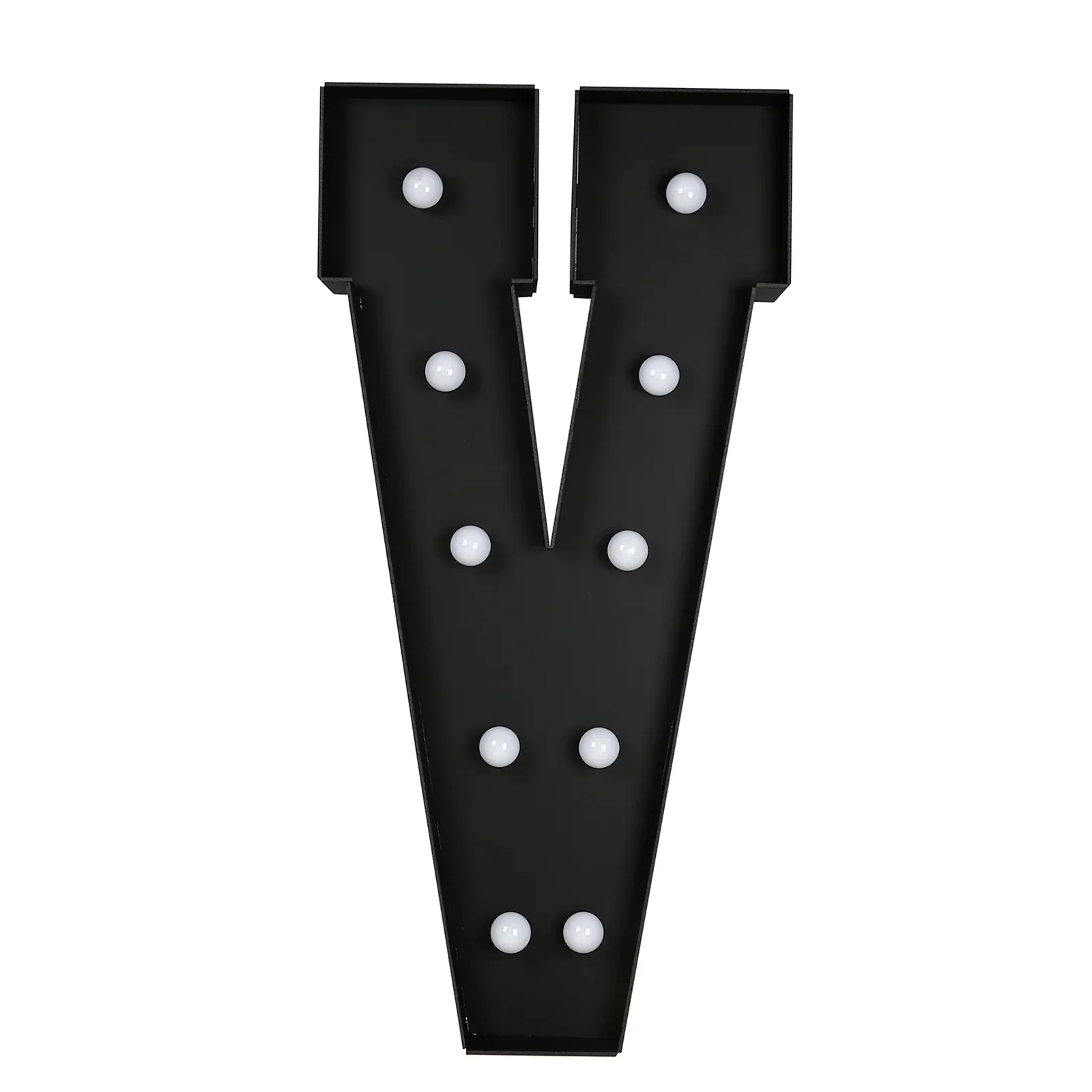 Giant LED Marquee Light Up Letter "V", Black 4ft Pre-Cut Foam Board with 10 Warm White Battery Operated LEDs, Glue Gun and Sticks - Image 2