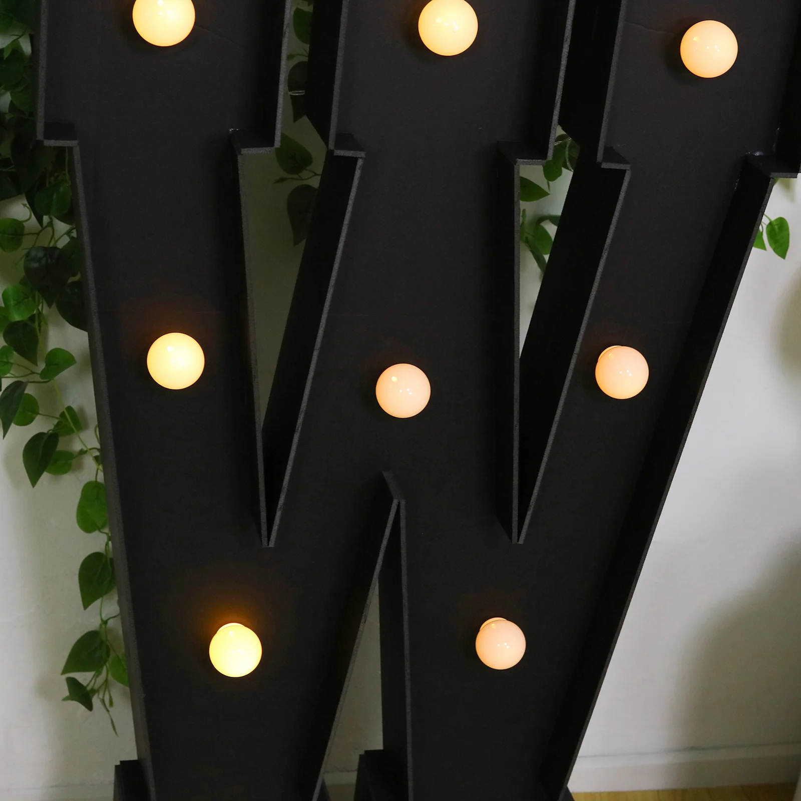 Giant LED Marquee Light Up Letter "W", Black 4ft Pre-Cut Foam Board with 10 Warm White Battery Operated LEDs, Glue Gun and Sticks - Image 2
