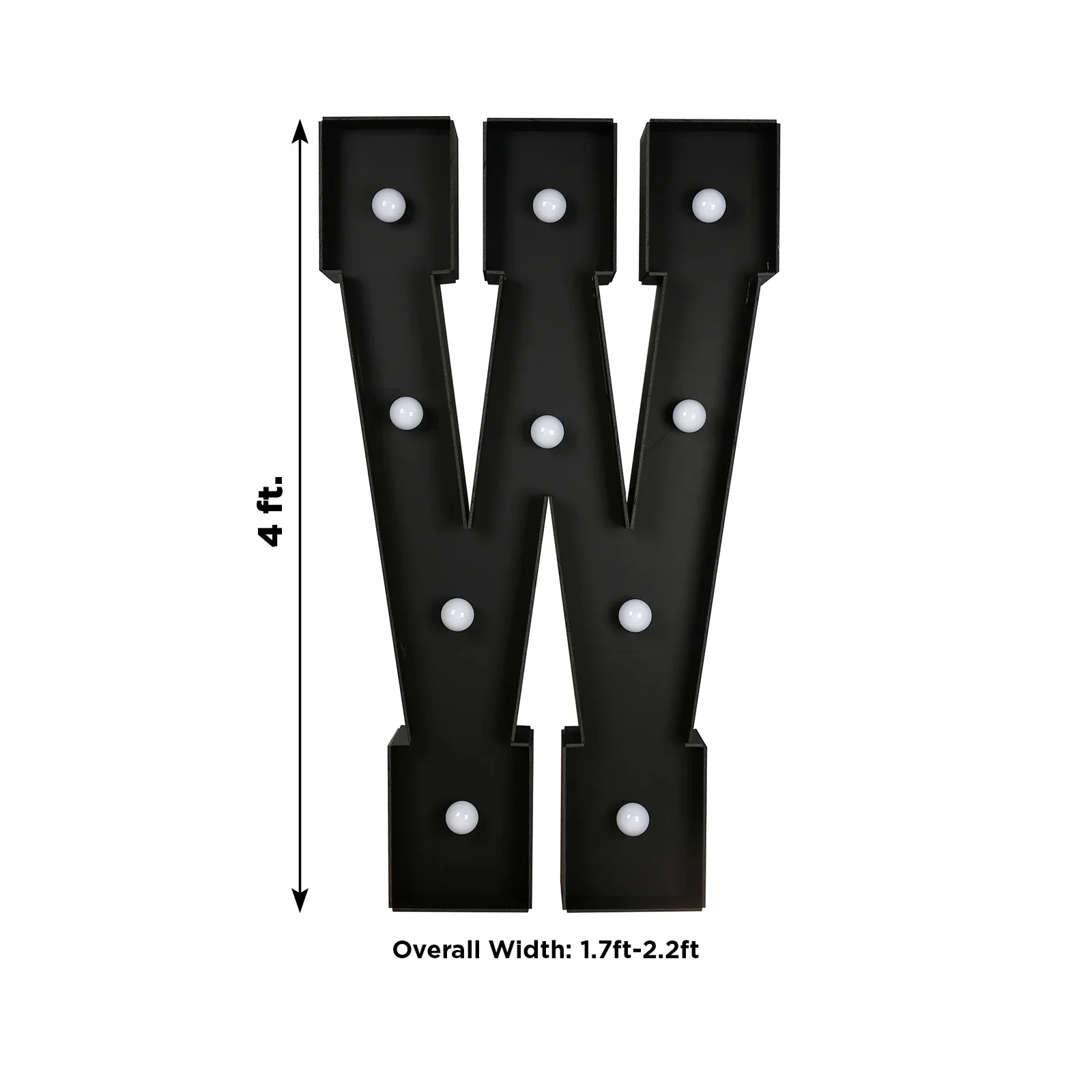Giant LED Marquee Light Up Letter "W", Black 4ft Pre-Cut Foam Board with 10 Warm White Battery Operated LEDs, Glue Gun and Sticks - Image 3
