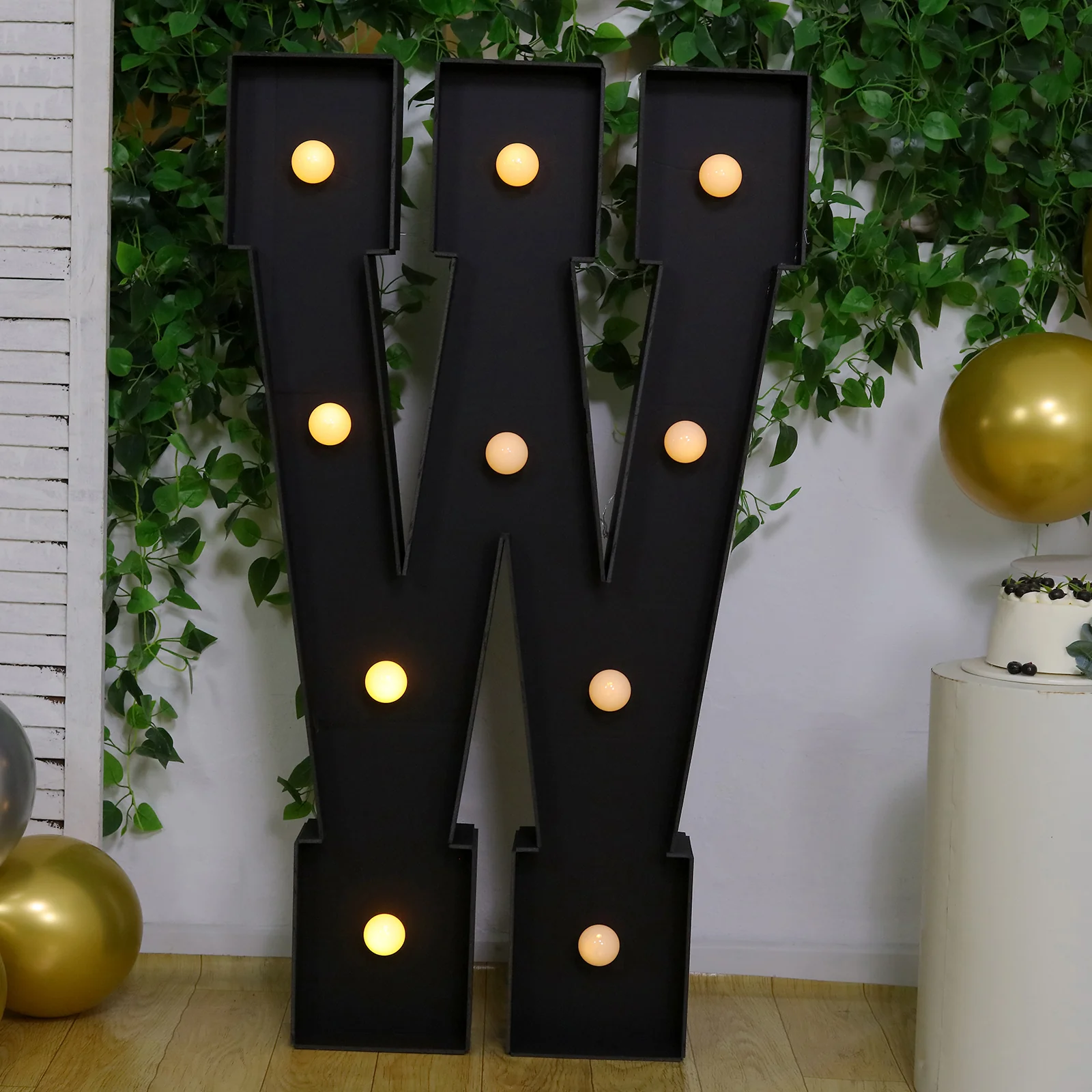 Giant LED Marquee Light Up Letter "W", Black 4ft Pre-Cut Foam Board with 10 Warm White Battery Operated LEDs, Glue Gun and Sticks - Image 7