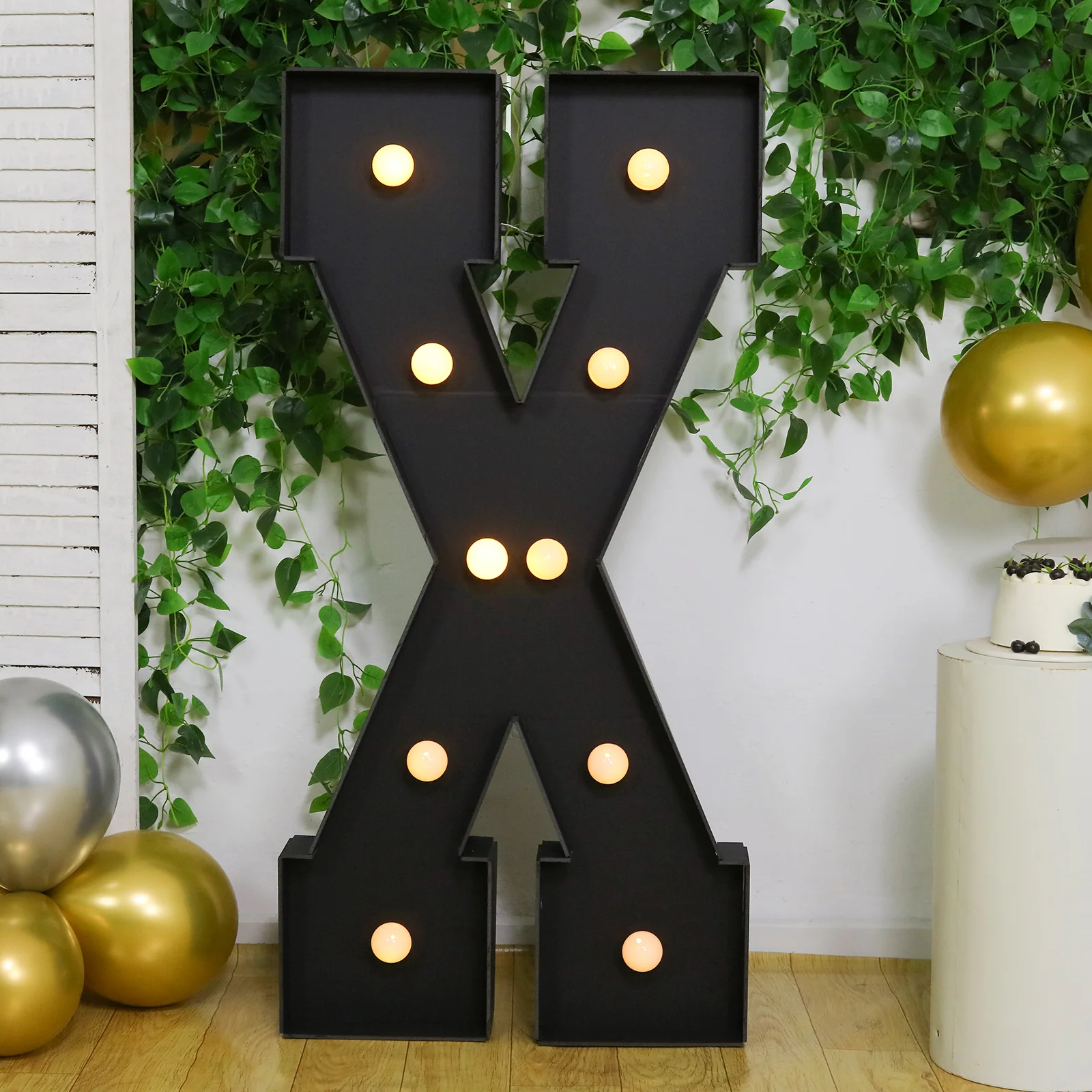 Giant LED Marquee Light Up Letter "X", Black 4ft Pre-Cut Foam Board with 10 Warm White Battery Operated LEDs, Glue Gun and Sticks - Image 7