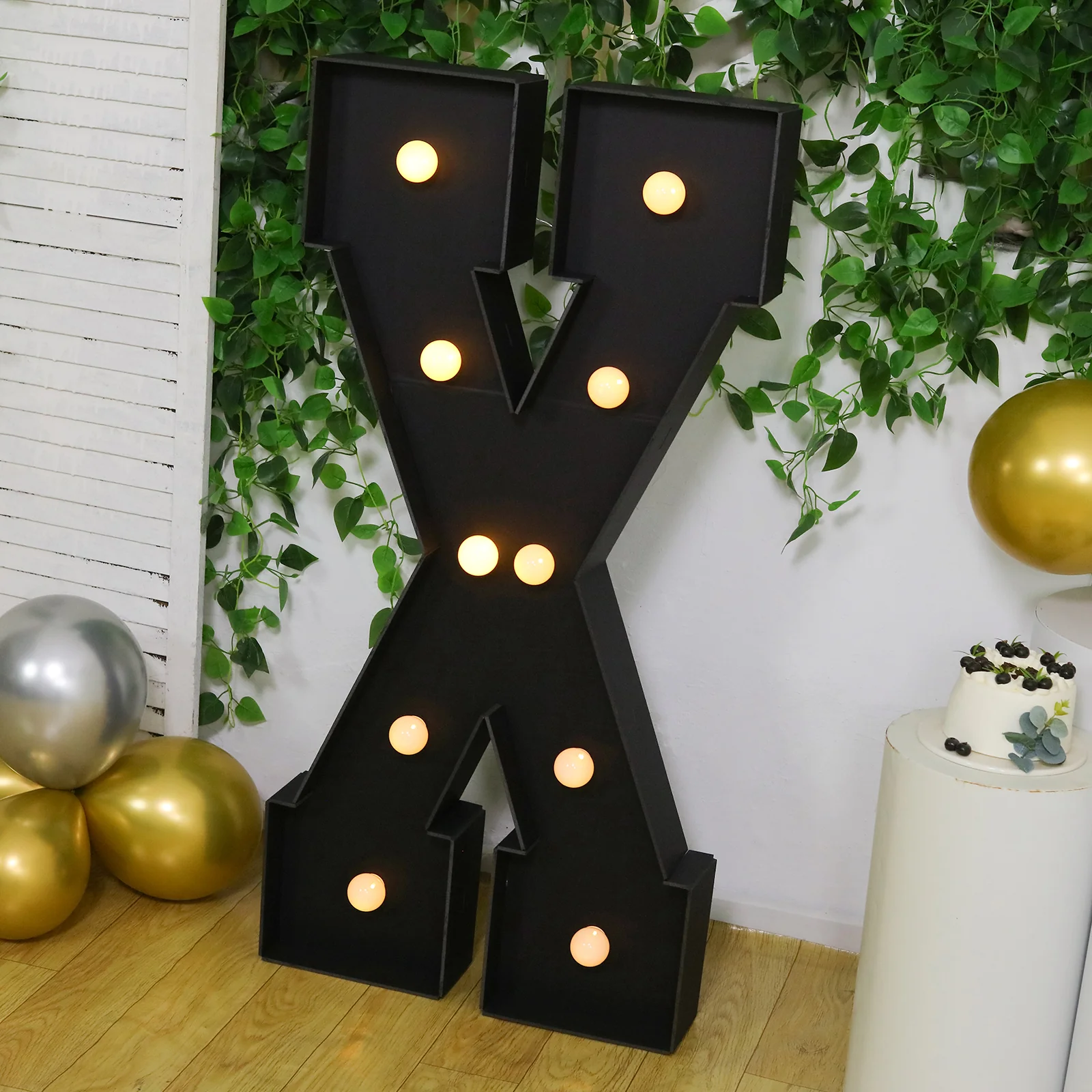 Giant LED Marquee Light Up Letter "X", Black 4ft Pre-Cut Foam Board with 10 Warm White Battery Operated LEDs, Glue Gun and Sticks - Image 8