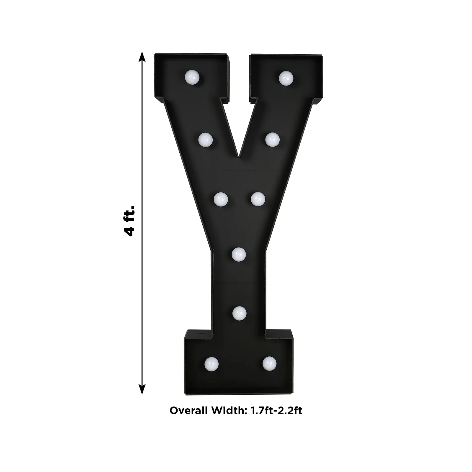 Giant LED Marquee Light Up Letter "Y", Black 4ft Pre-Cut Foam Board with 10 Warm White Battery Operated LEDs, Glue Gun and Sticks - Image 3