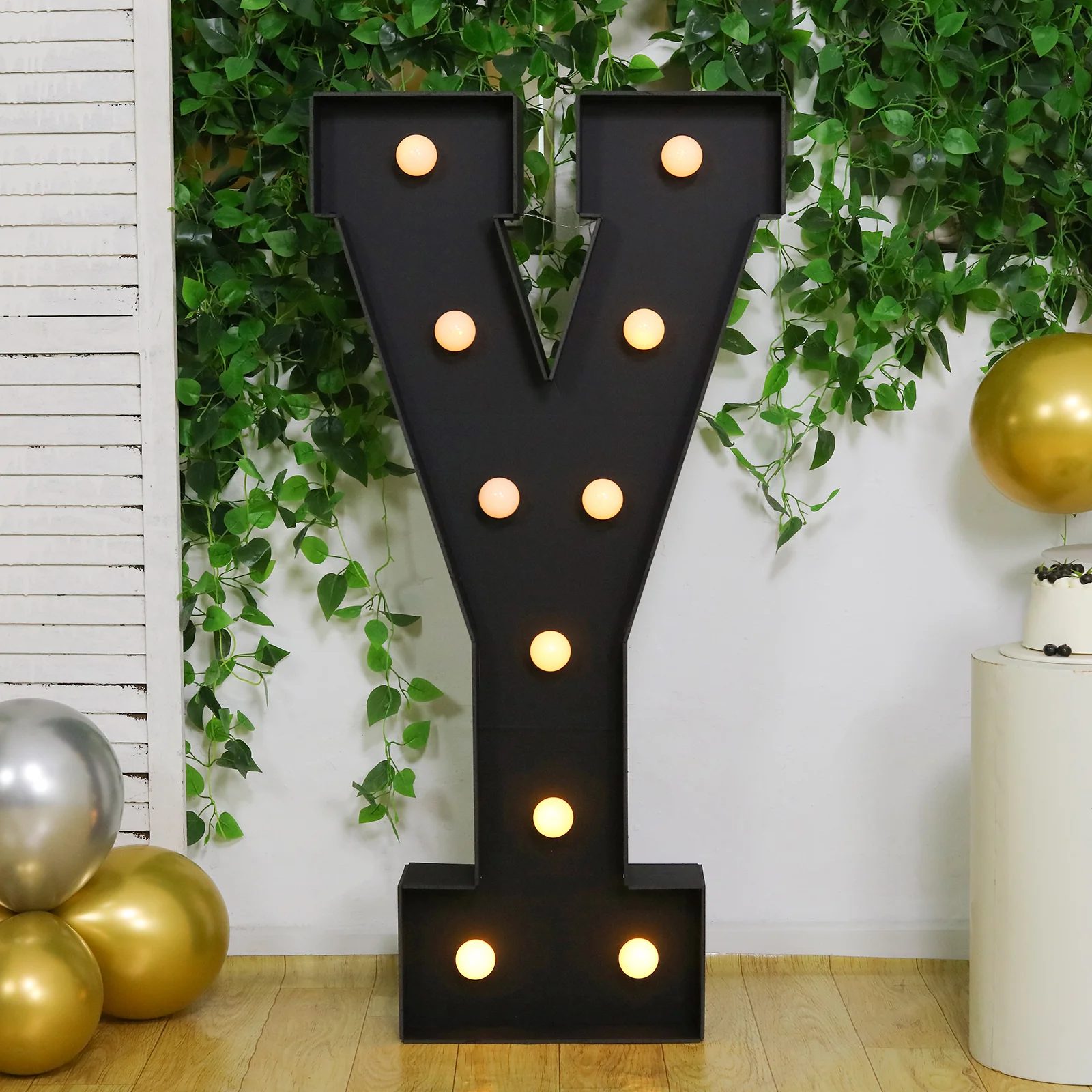 Giant LED Marquee Light Up Letter "Y", Black 4ft Pre-Cut Foam Board with 10 Warm White Battery Operated LEDs, Glue Gun and Sticks - Image 7