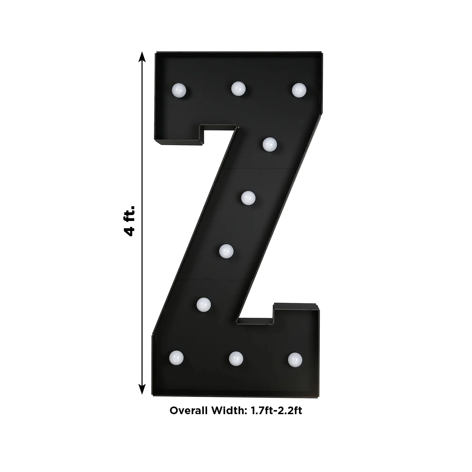 Giant LED Marquee Light Up Letter "Z", Black 4ft Pre-Cut Foam Board with 10 Warm White Battery Operated LEDs, Glue Gun and Sticks - Image 3