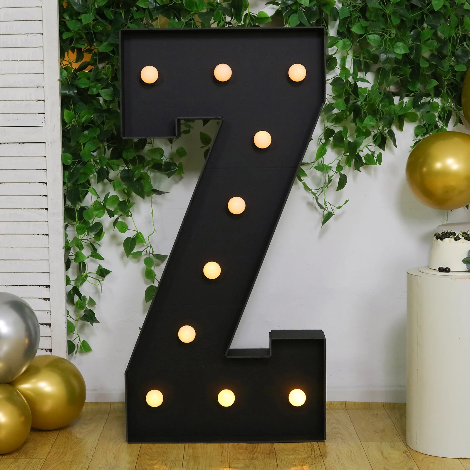 Giant LED Marquee Light Up Letter "Z", Black 4ft Pre-Cut Foam Board with 10 Warm White Battery Operated LEDs, Glue Gun and Sticks - Image 7