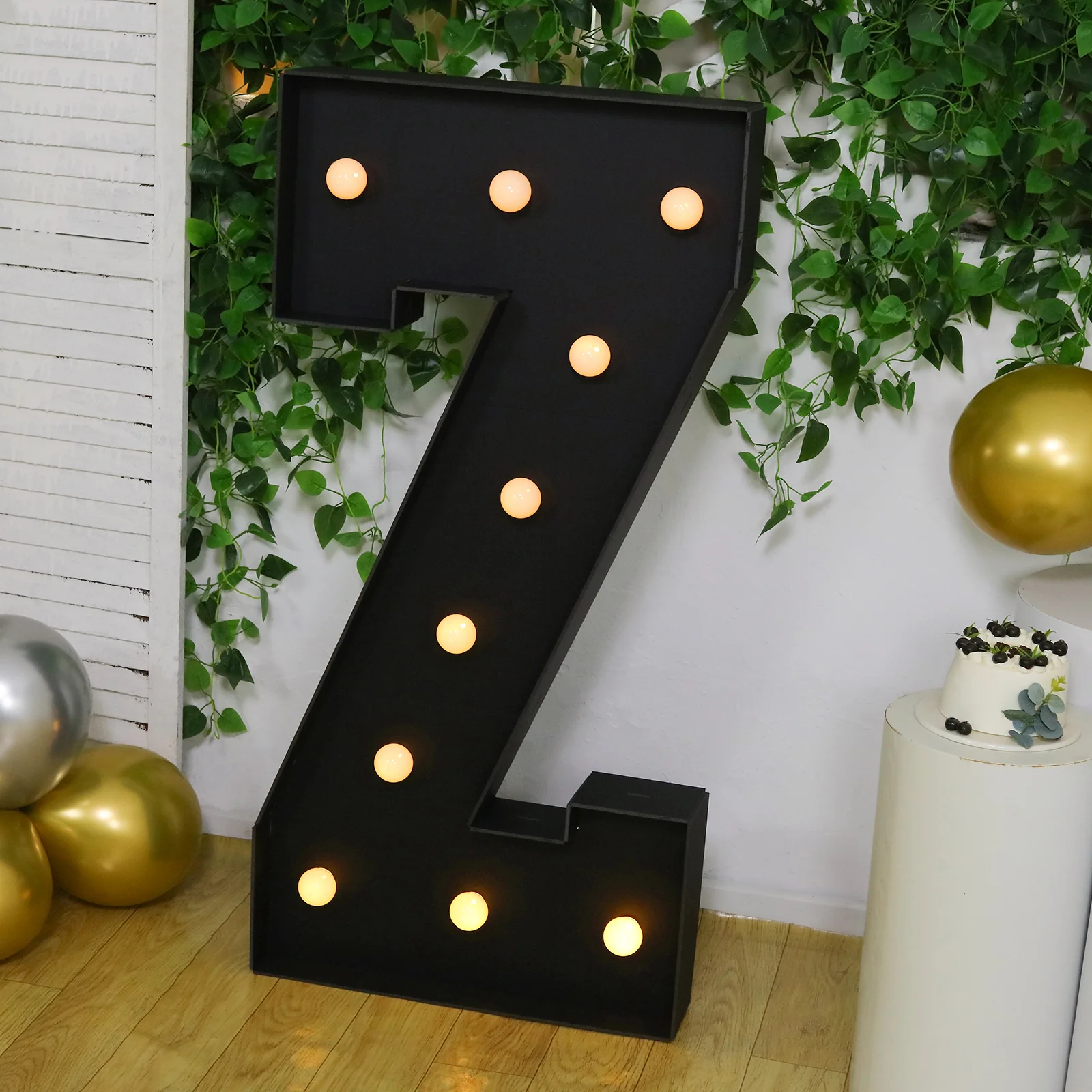 Giant LED Marquee Light Up Letter "Z", Black 4ft Pre-Cut Foam Board with 10 Warm White Battery Operated LEDs, Glue Gun and Sticks - Image 8