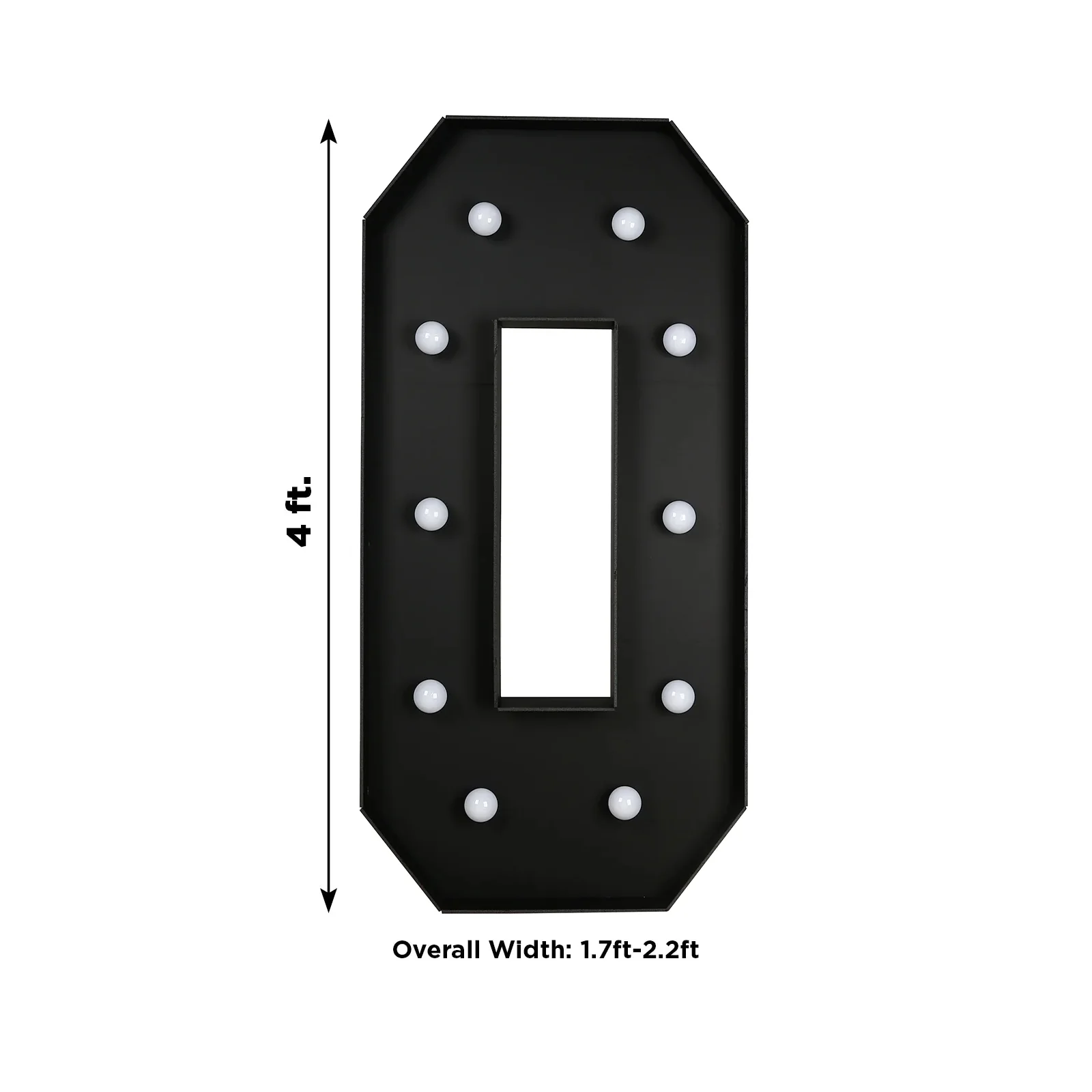 Giant LED Marquee Light Up Number "0", Black 4ft Pre-Cut Foam Board with 10 Warm White Battery Operated LEDs, Glue Gun and Sticks - Image 3
