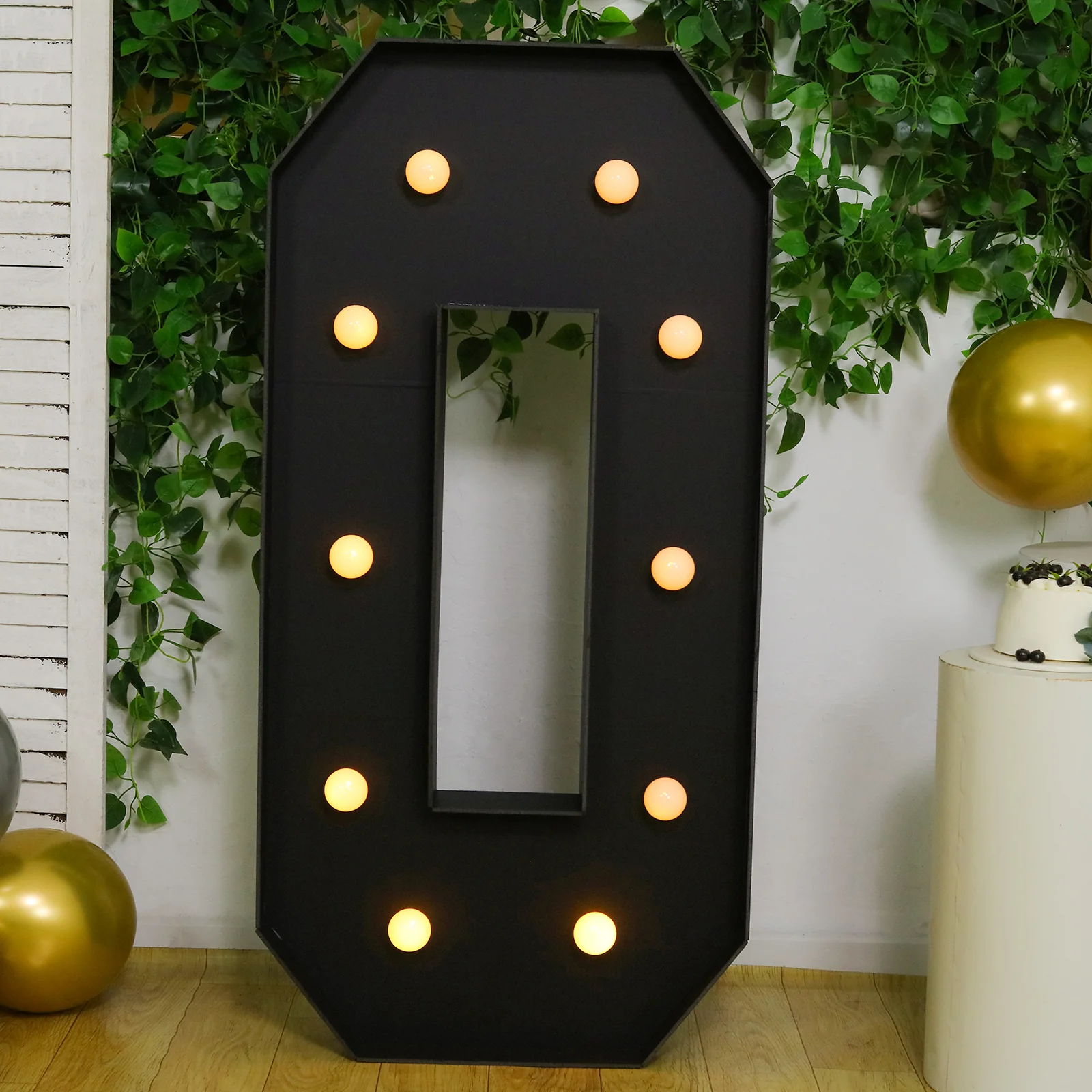 Giant LED Marquee Light Up Number "0", Black 4ft Pre-Cut Foam Board with 10 Warm White Battery Operated LEDs, Glue Gun and Sticks - Image 6