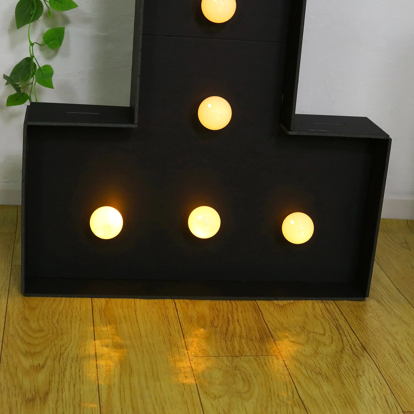 Giant LED Marquee Light Up Number "1", Black 4ft Pre-Cut Foam Board with 10 Warm White Battery Operated LEDs, Glue Gun and Sticks - Image 2