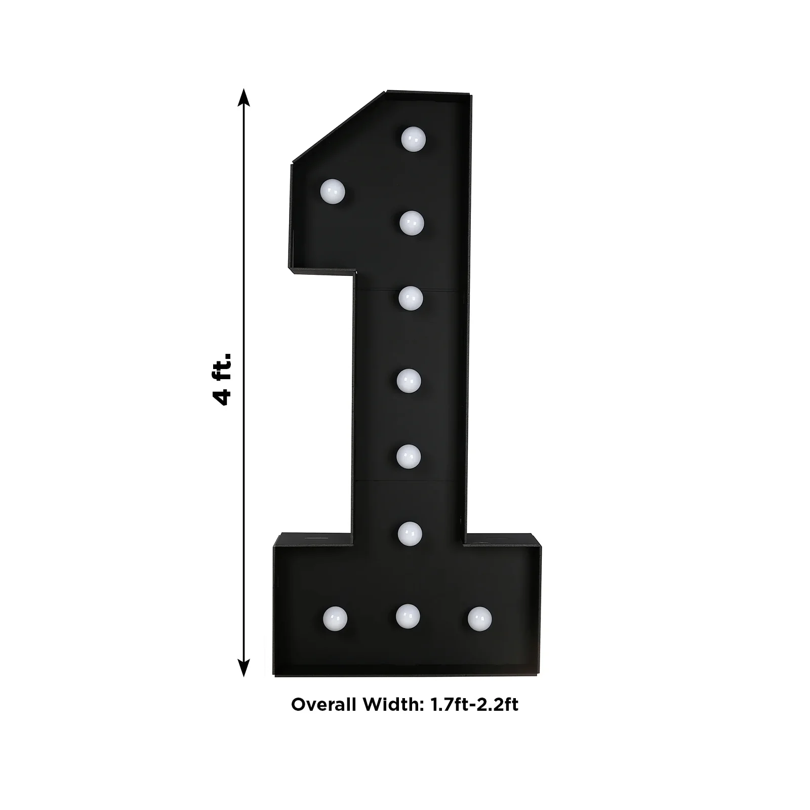 Giant LED Marquee Light Up Number "1", Black 4ft Pre-Cut Foam Board with 10 Warm White Battery Operated LEDs, Glue Gun and Sticks - Image 3