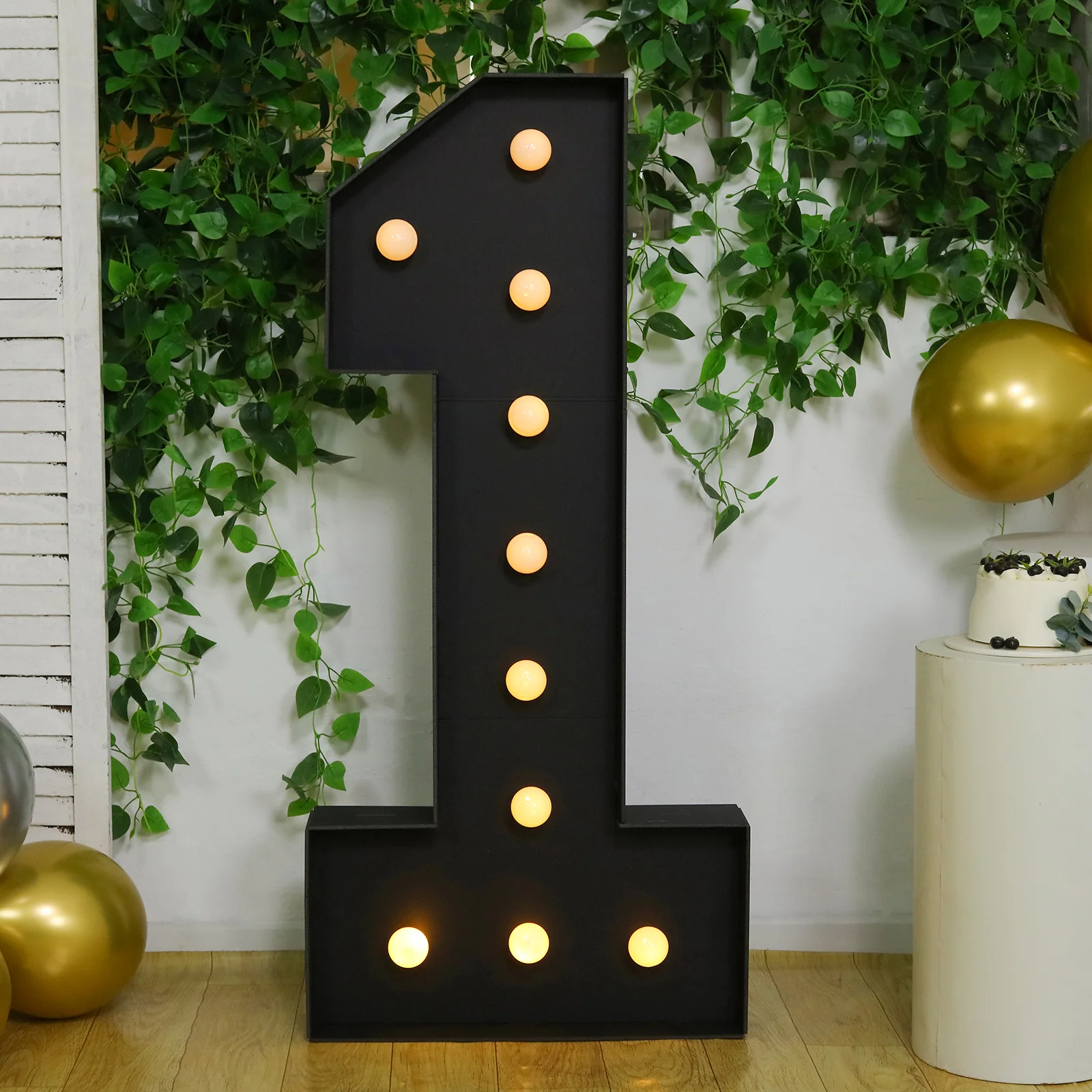 Giant LED Marquee Light Up Number "1", Black 4ft Pre-Cut Foam Board with 10 Warm White Battery Operated LEDs, Glue Gun and Sticks - Image 7