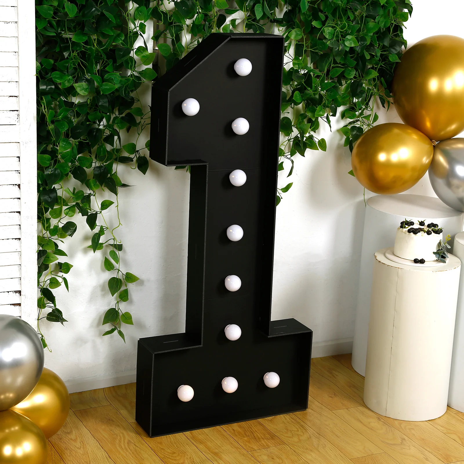 Giant LED Marquee Light Up Number "1", Black 4ft Pre-Cut Foam Board with 10 Warm White Battery Operated LEDs, Glue Gun and Sticks - Image 8