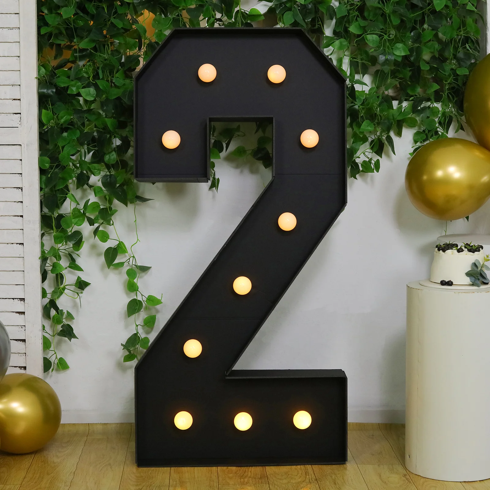 Giant LED Marquee Light Up Number "2", Black 4ft Pre-Cut Foam Board with 10 Warm White Battery Operated LEDs, Glue Gun and Sticks - Image 7