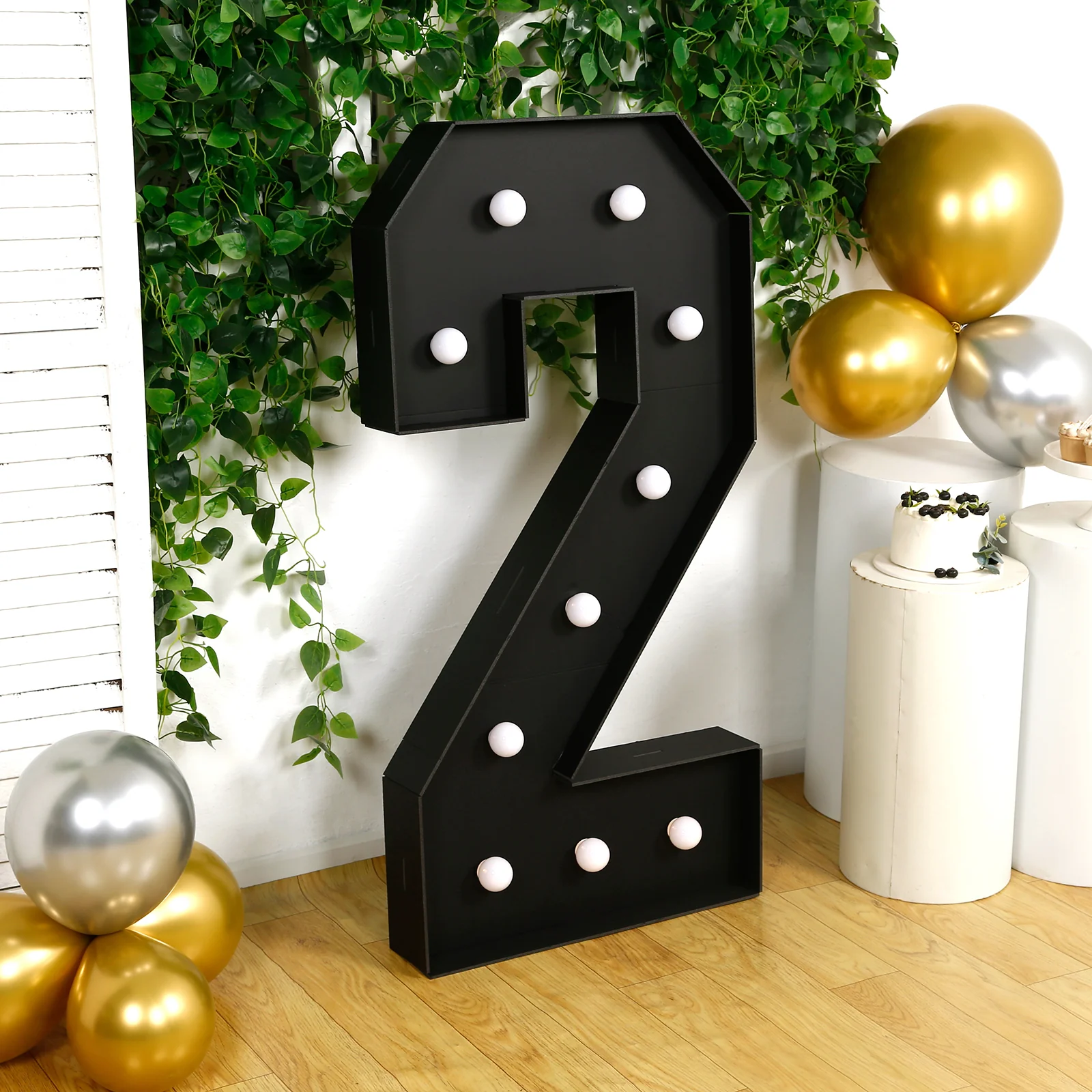 Giant LED Marquee Light Up Number "2", Black 4ft Pre-Cut Foam Board with 10 Warm White Battery Operated LEDs, Glue Gun and Sticks - Image 8