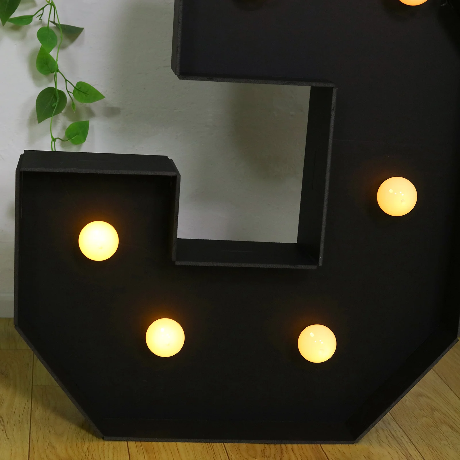 Giant LED Marquee Light Up Number "3", Black 4ft Pre-Cut Foam Board with 10 Warm White Battery Operated LEDs, Glue Gun and Sticks - Image 2